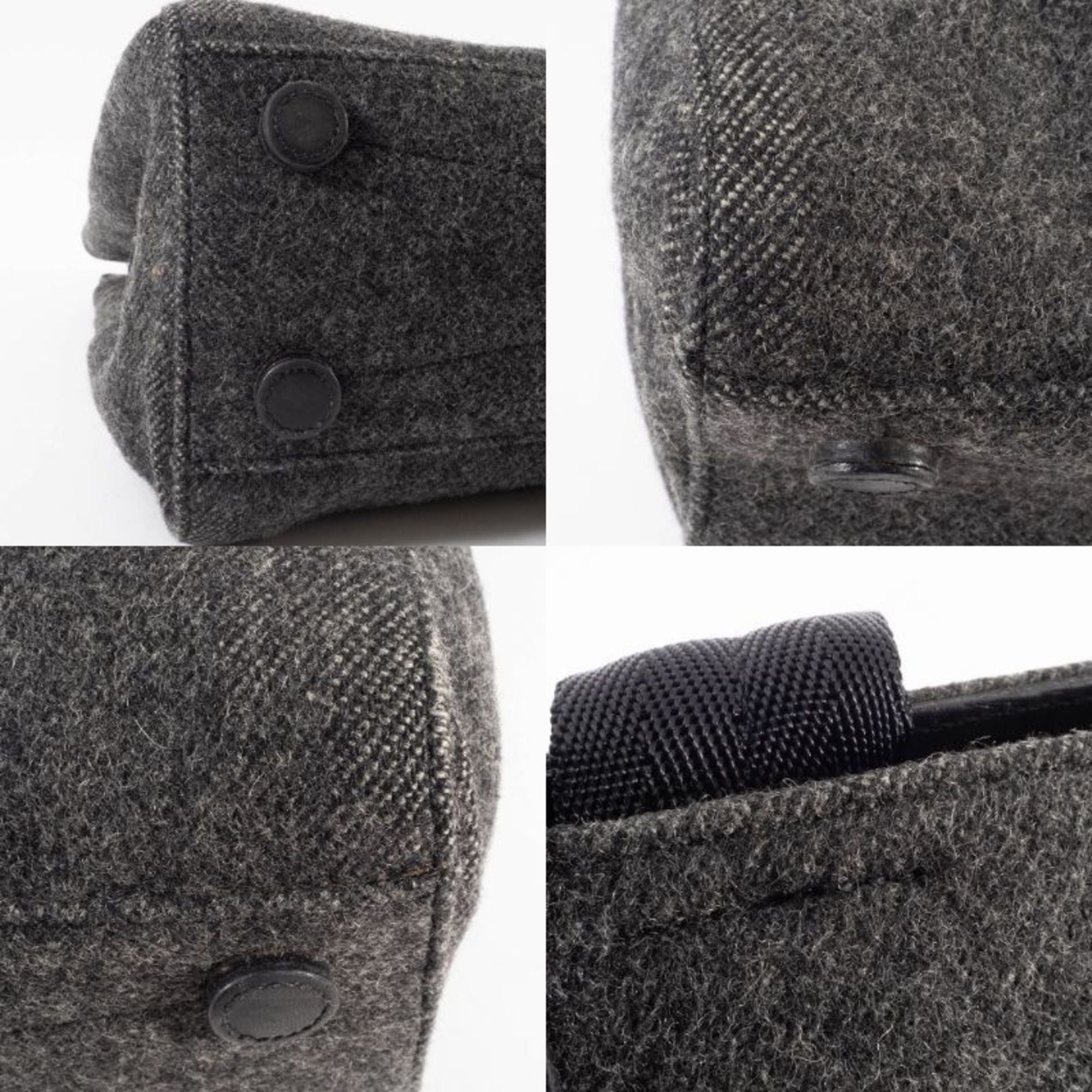 Prada Prada Felt Handbag, Wool/Leather, Gray, Women's, Two-Compartment, PRADA Size ONE SIZE - 18 Thumbnail