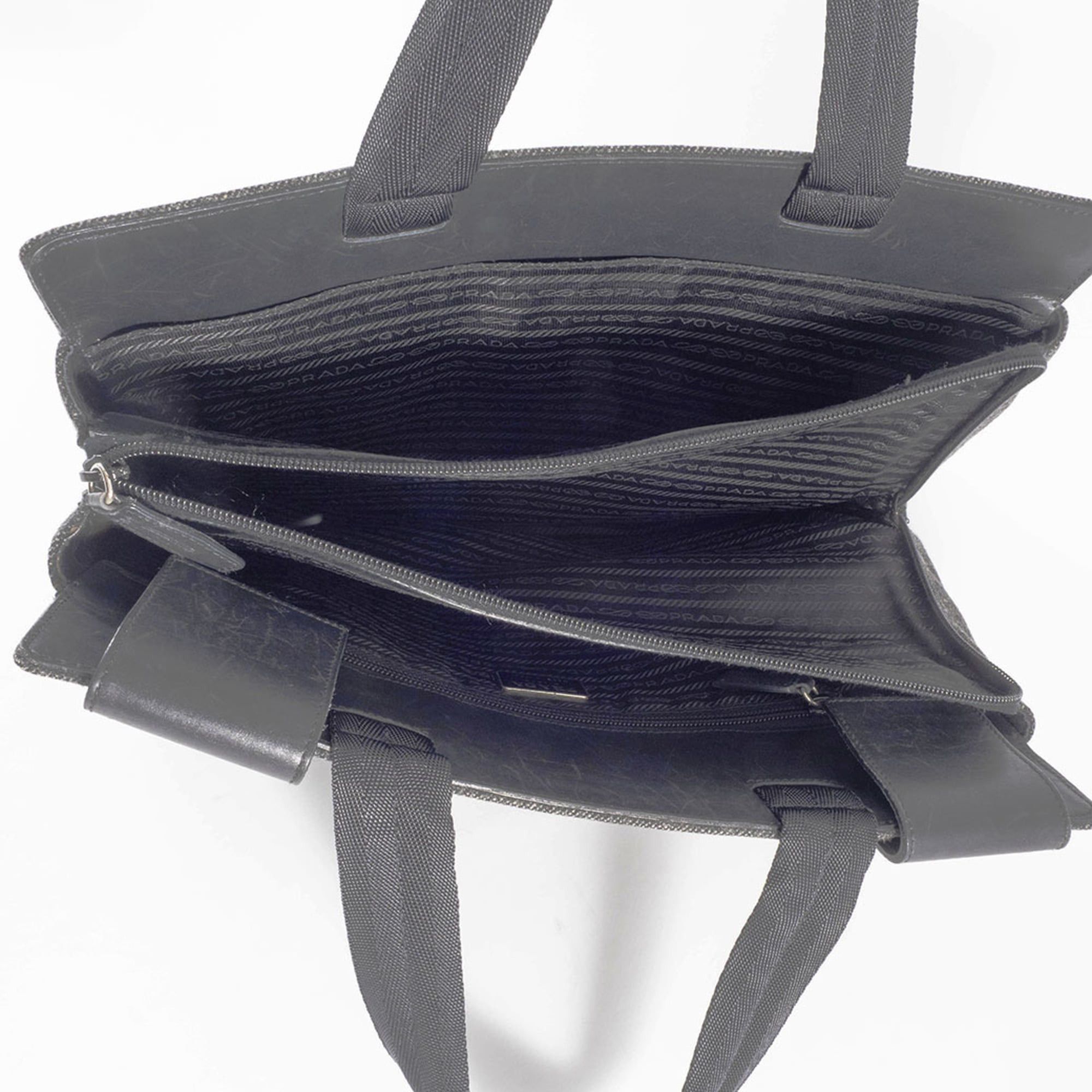 Prada Prada Felt Handbag, Wool/Leather, Gray, Women's, Two-Compartment, PRADA Size ONE SIZE - 12 Thumbnail