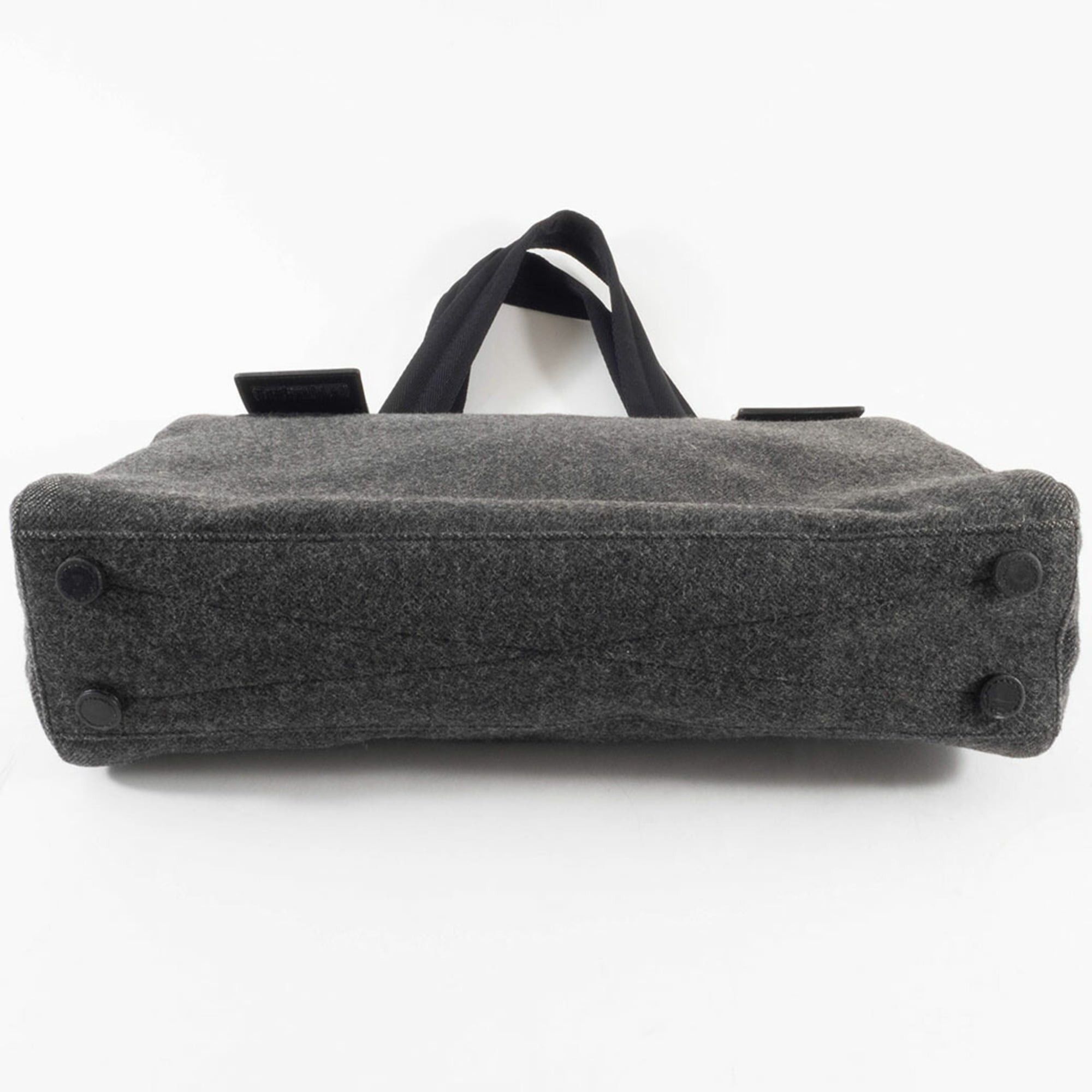 Prada Prada Felt Handbag, Wool/Leather, Gray, Women's, Two-Compartment, PRADA Size ONE SIZE - 6 Thumbnail