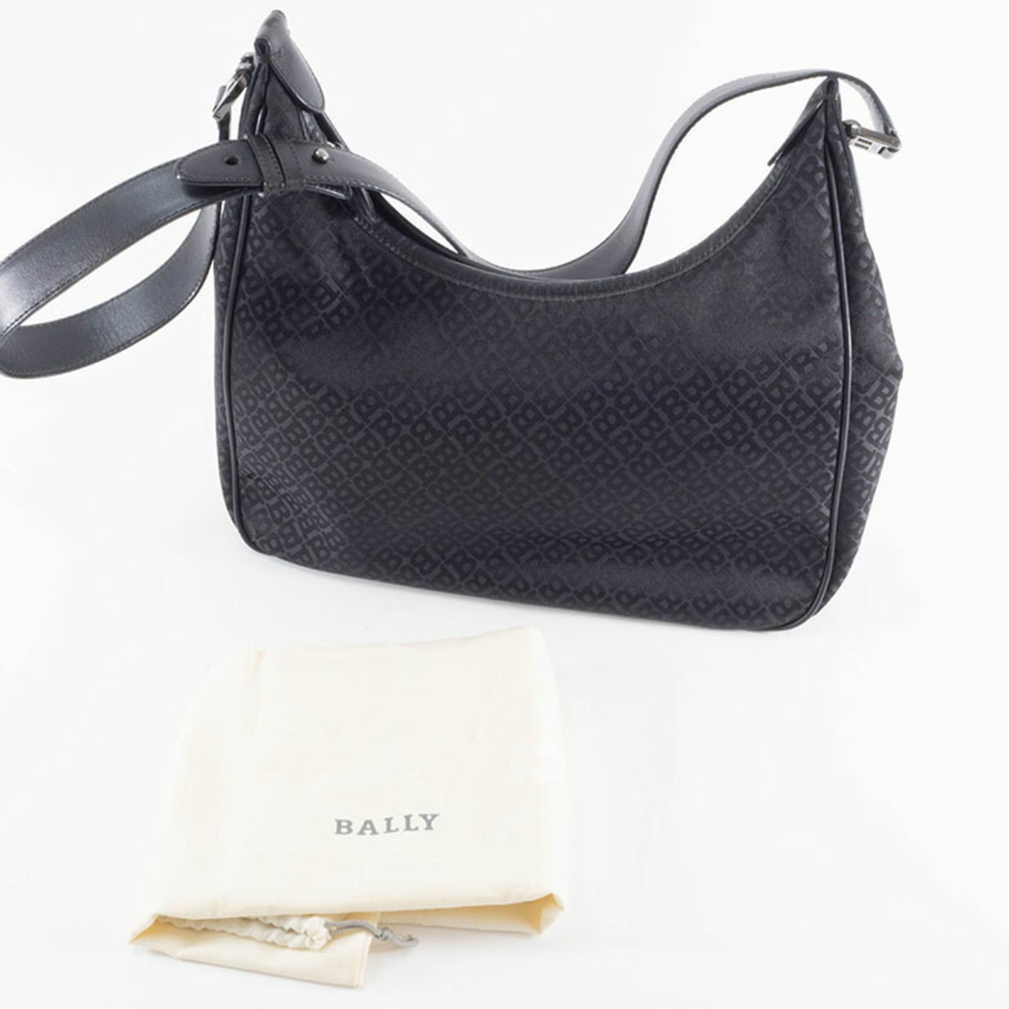 Bally BALLY Hobo Shoulder Bag in Nylon/Leather, Black, Women's, Handbag Size ONE SIZE - 15 Thumbnail