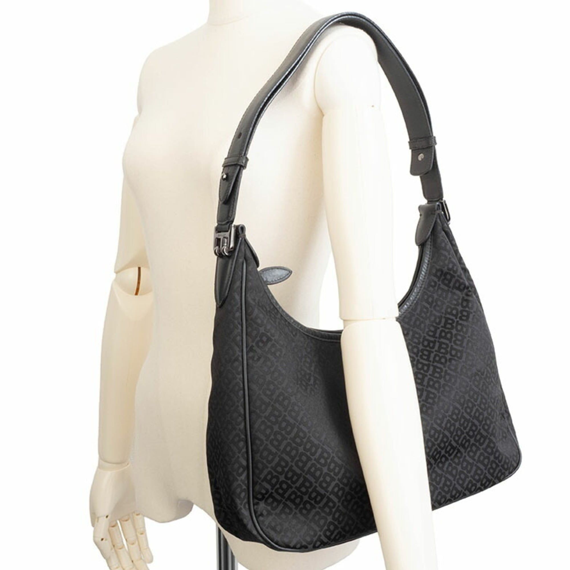 Bally BALLY Hobo Shoulder Bag in Nylon/Leather, Black, Women's, Handbag Size ONE SIZE - 9 Thumbnail