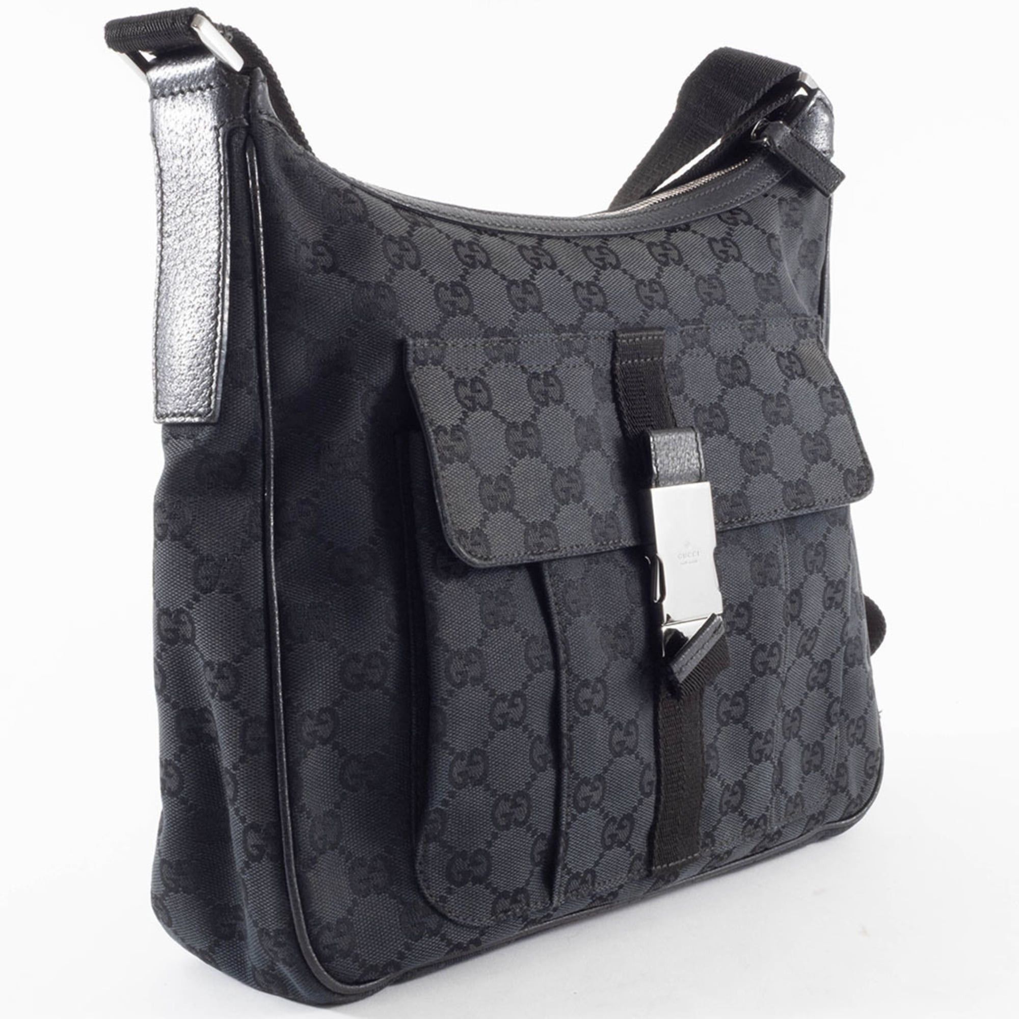 Gucci Gucci GG Canvas Shoulder Bag 131211 in Black Leather, Unisex Size ONE SIZE - 7 Thumbnail