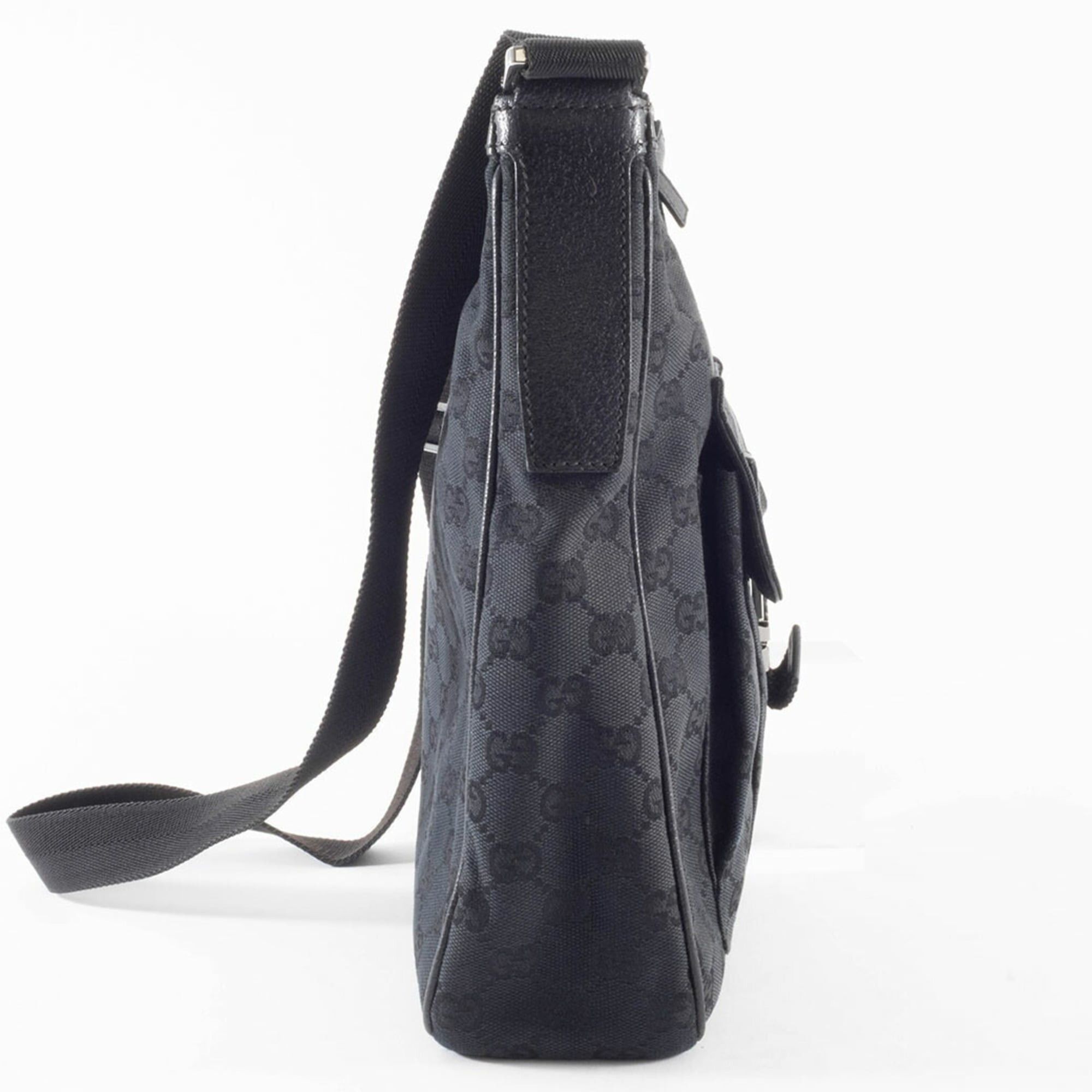 Gucci Gucci GG Canvas Shoulder Bag 131211 in Black Leather, Unisex Size ONE SIZE - 3 Thumbnail