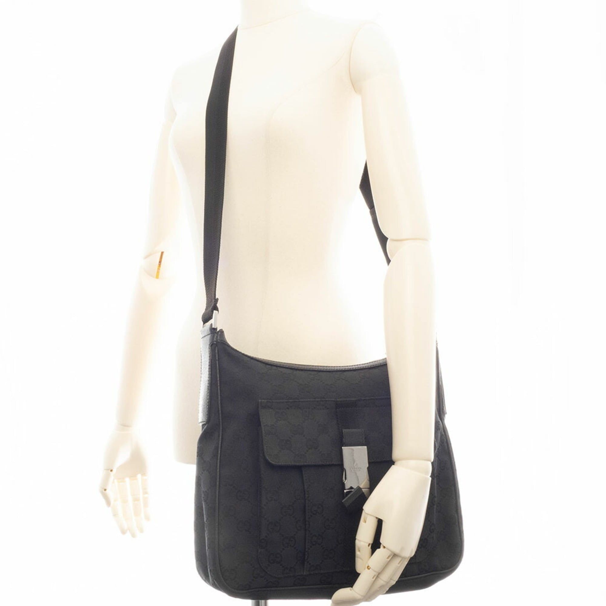 Gucci Gucci GG Canvas Shoulder Bag 131211 in Black Leather, Unisex Size ONE SIZE - 10 Thumbnail