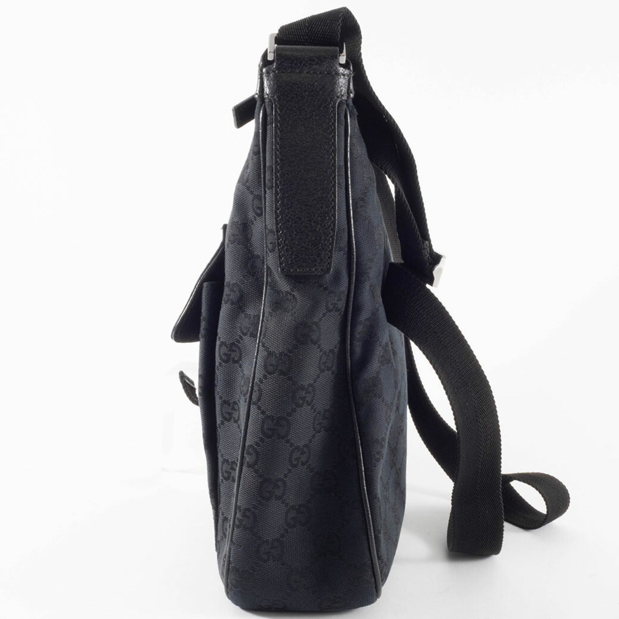Gucci Gucci GG Canvas Shoulder Bag 131211 in Black Leather, Unisex Size ONE SIZE - 4 Thumbnail