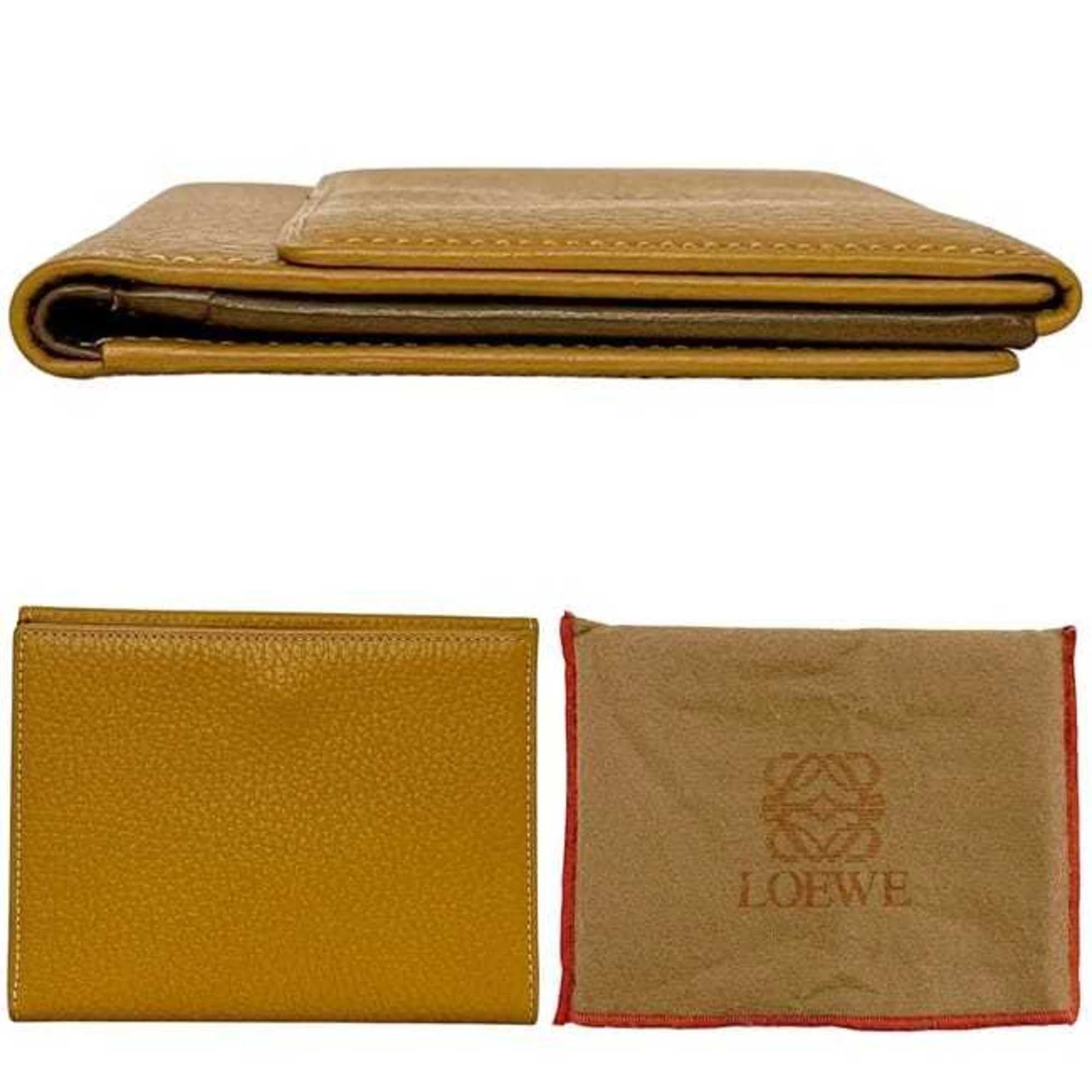 Loewe Loewe W Bifold Wallet ec-24939 Camel Brown Anagram Leather Double for Men and Women Size ONE SIZE - 3 Thumbnail