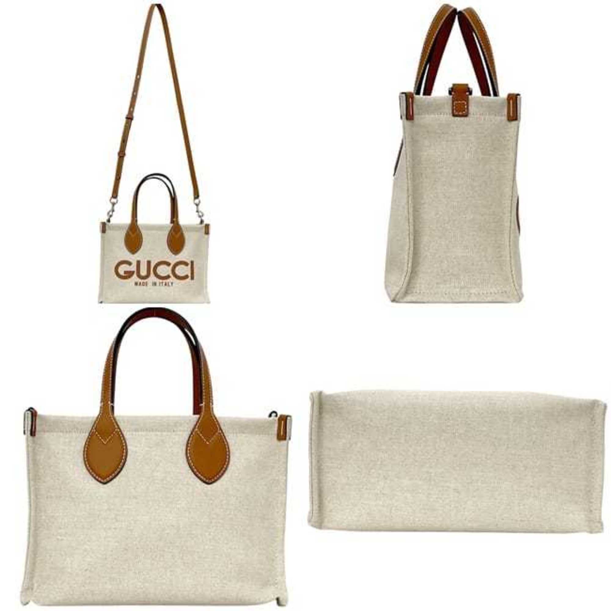 Gucci Gucci 2-way print handbag f-25014 beige camel brown 772144 unused canvas and leather 520981 GUCCI tote shoulder bag crossbody women's Size ONE SIZE - 3 Thumbnail