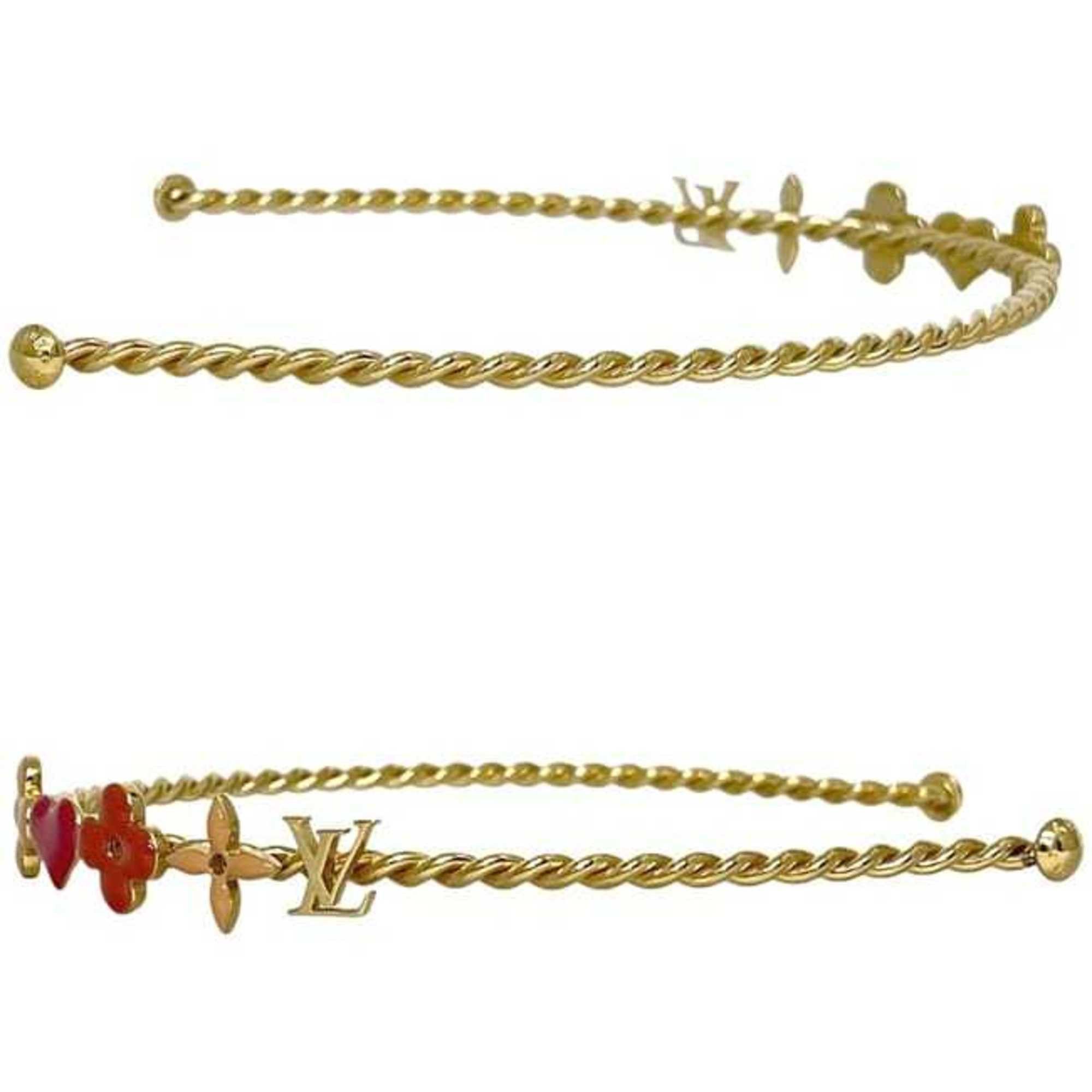 Louis Vuitton Louis Vuitton Selete Headband ec-24910 in Gold, Beige, and Red with Sweet Monogram Design M65618 GP Metal. This gold-colored hair chain features a Flower design. Women's. Size ONE SIZE - 3 Thumbnail