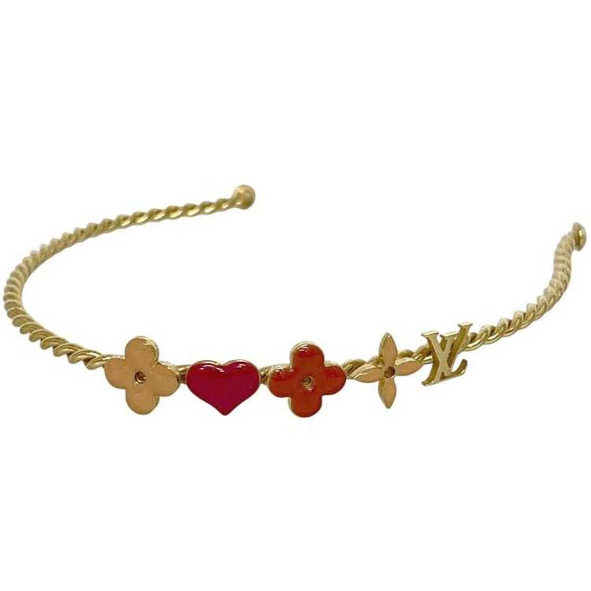 Louis Vuitton Louis Vuitton Selete Headband ec-24910 in Gold, Beige, and Red with Sweet Monogram Design M65618 GP Metal. This gold-colored hair chain features a Flower design. Women's. Size ONE SIZE - 2 Thumbnail