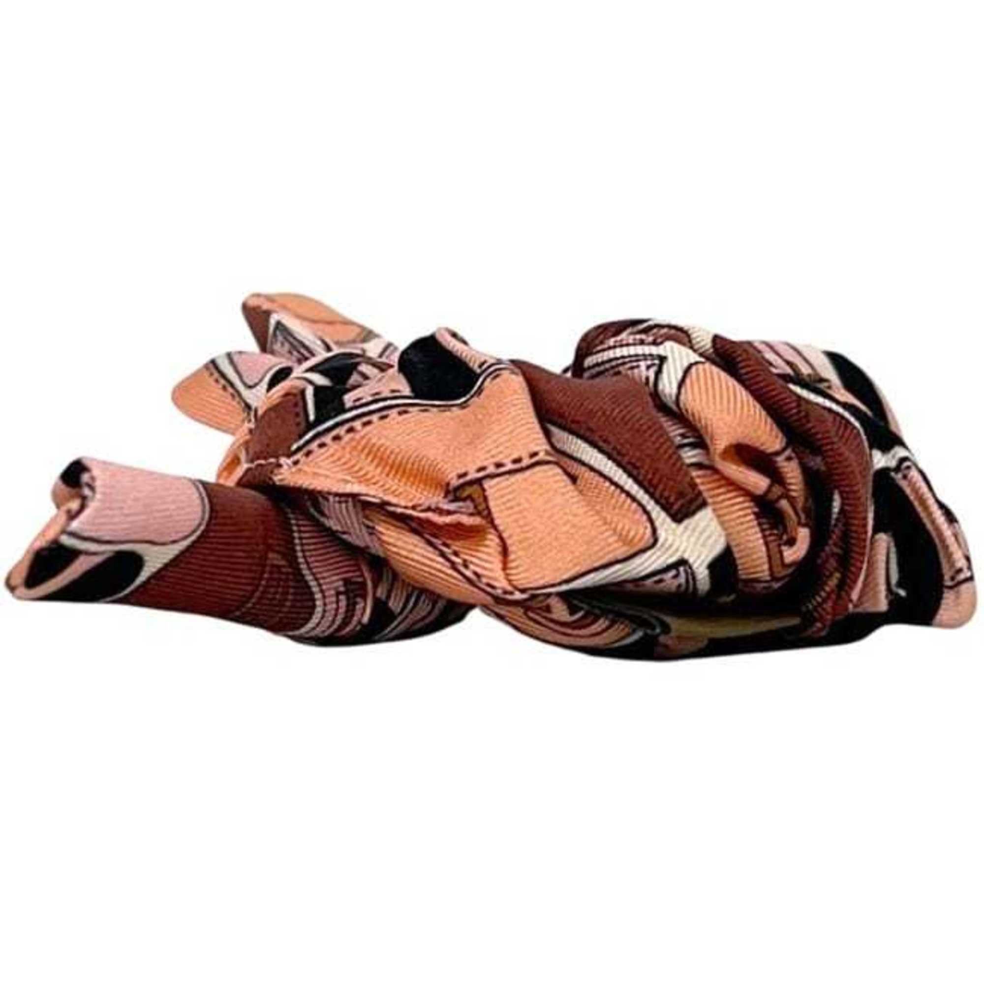 Fendi Fendi Scrunchie ec-24914 in pink, beige, and black silk. FENDI Hair Ribbon FF Zucca Women's Silk Tie. Size ONE SIZE - 7 Thumbnail
