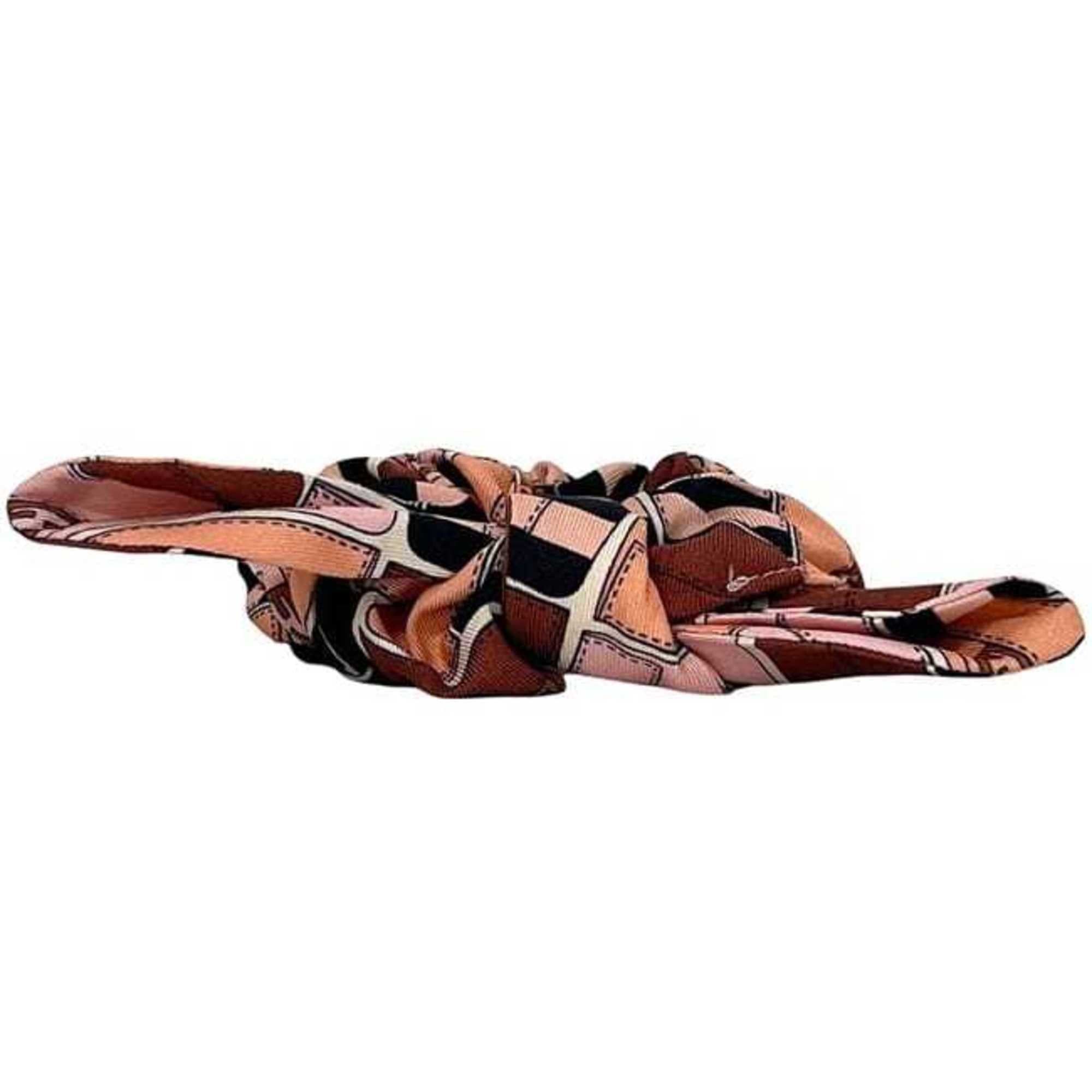 Fendi Fendi Scrunchie ec-24914 in pink, beige, and black silk. FENDI Hair Ribbon FF Zucca Women's Silk Tie. Size ONE SIZE - 6 Thumbnail