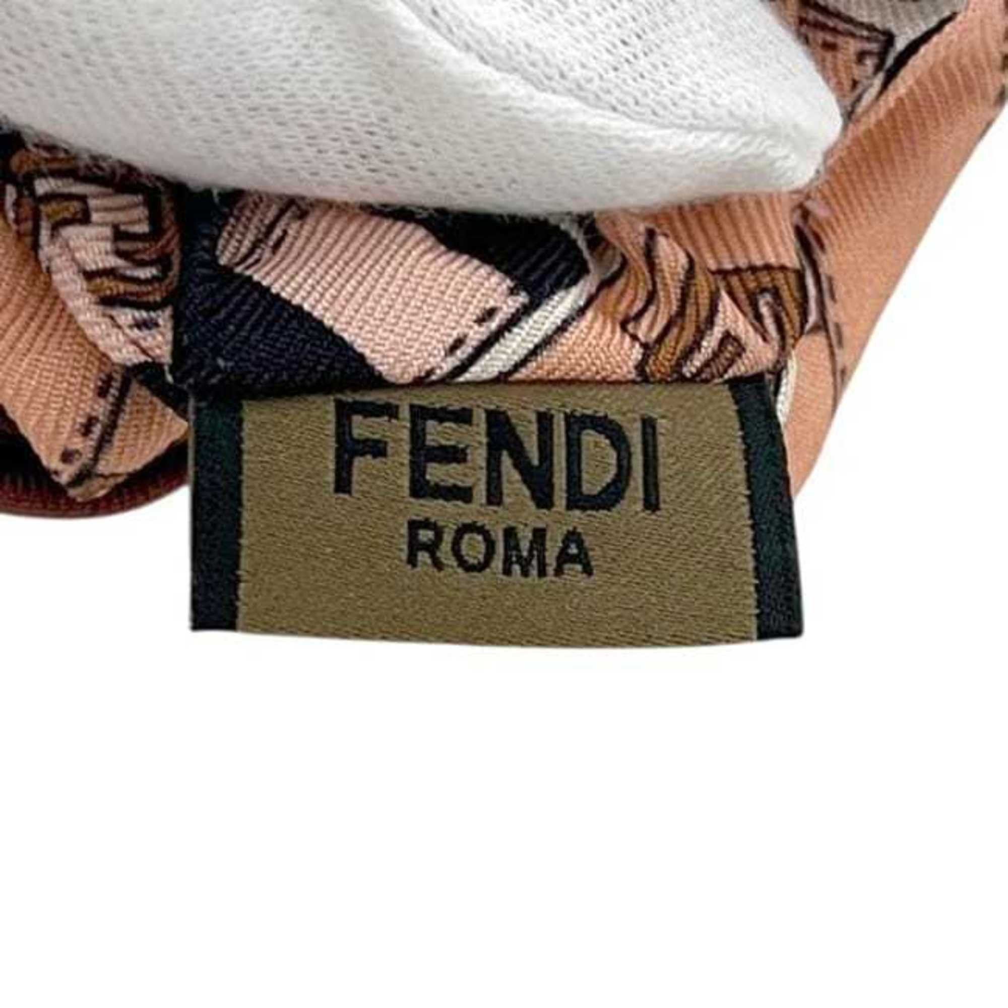 Fendi Fendi Scrunchie ec-24914 in pink, beige, and black silk. FENDI Hair Ribbon FF Zucca Women's Silk Tie. Size ONE SIZE - 9 Thumbnail