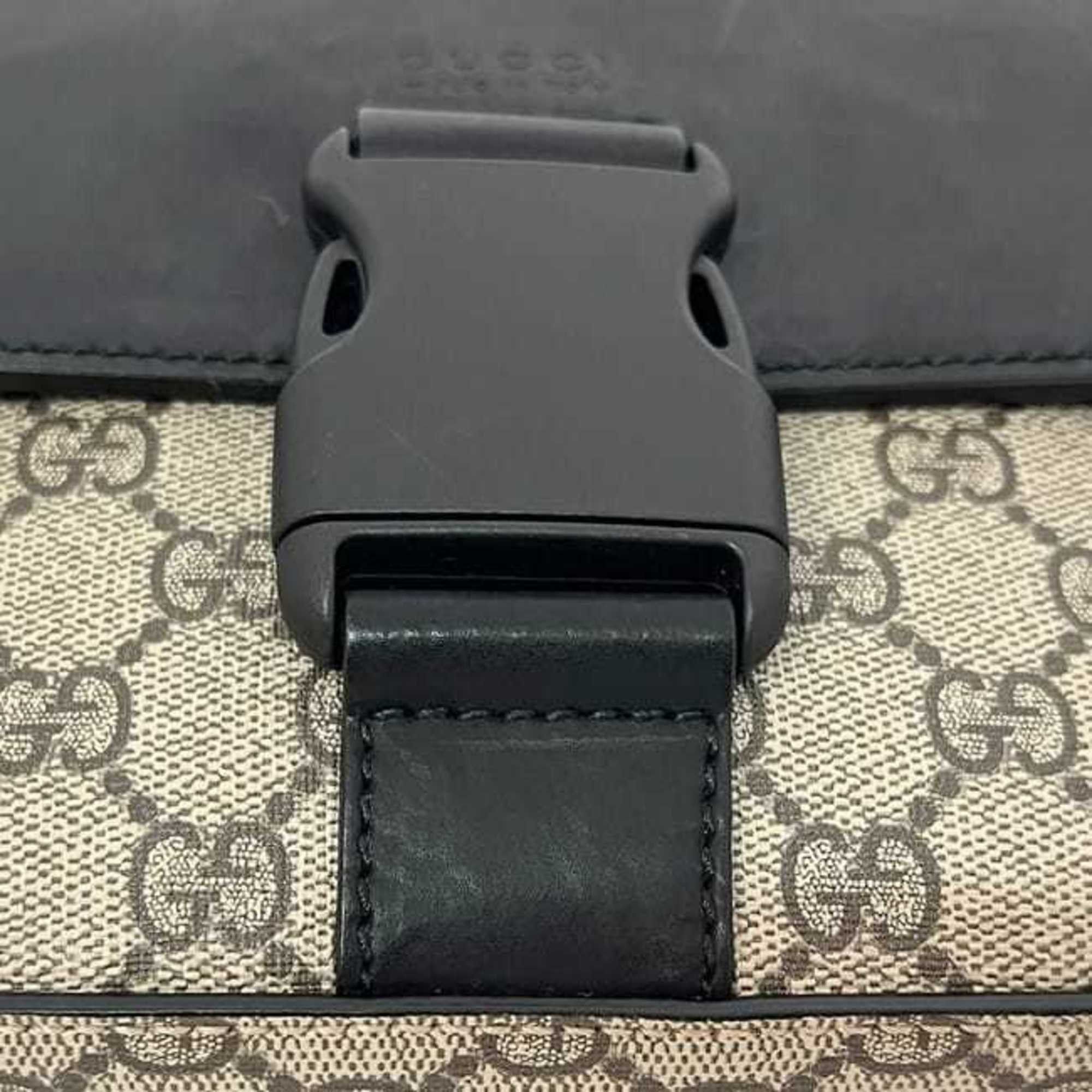 Gucci Gucci Shoulder Bag ec-25017 Black Beige GG Supreme 473877 Canvas Leather 213048 GUCCI Flap Men's Crossbody for Men and Women Size ONE SIZE - 7 Thumbnail