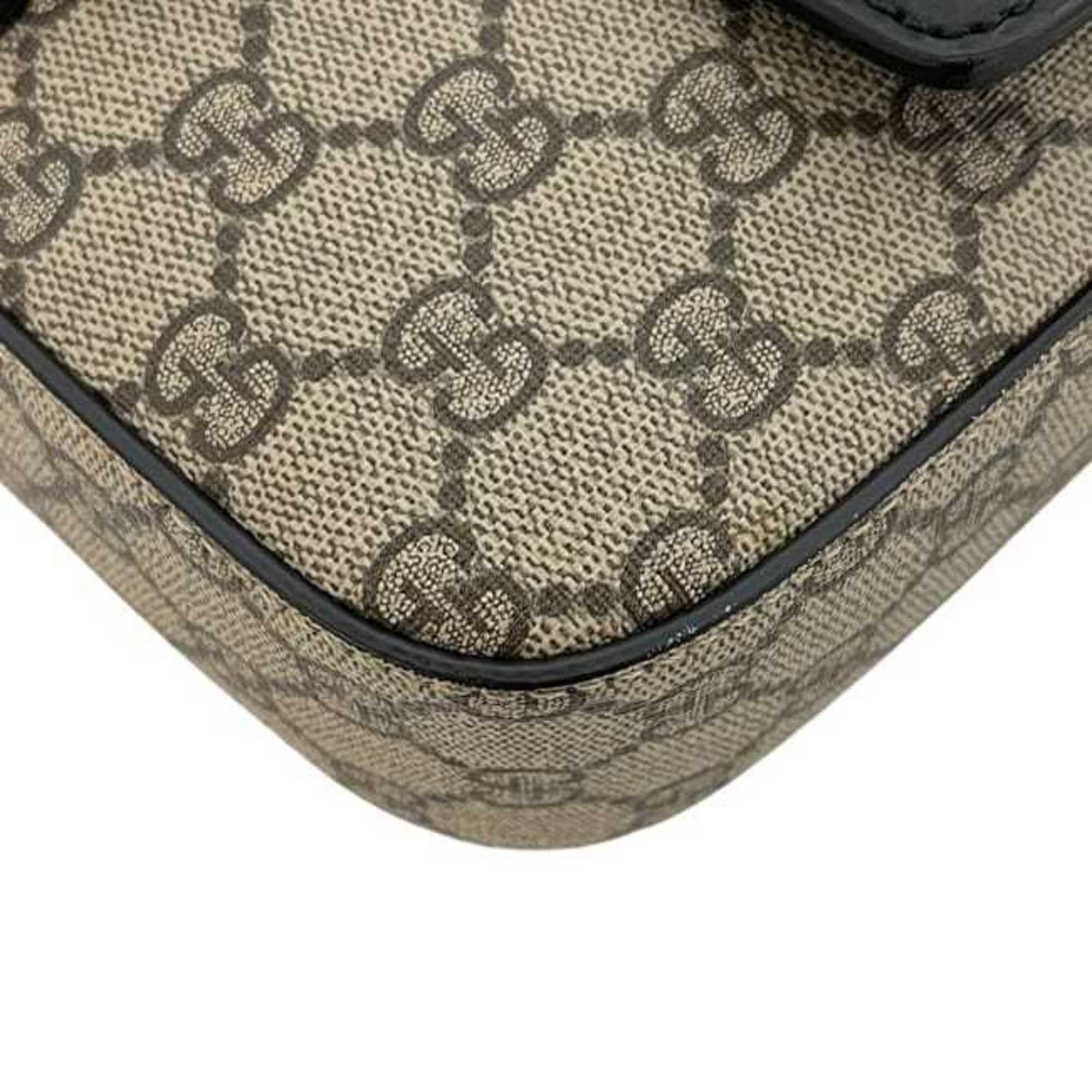 Gucci Gucci Shoulder Bag ec-25017 Black Beige GG Supreme 473877 Canvas Leather 213048 GUCCI Flap Men's Crossbody for Men and Women Size ONE SIZE - 10 Thumbnail