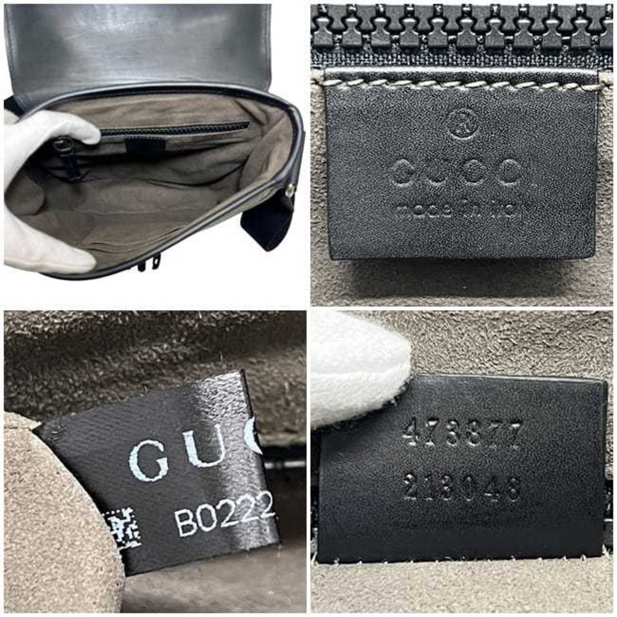 Gucci Gucci Shoulder Bag ec-25017 Black Beige GG Supreme 473877 Canvas Leather 213048 GUCCI Flap Men's Crossbody for Men and Women Size ONE SIZE - 4 Thumbnail