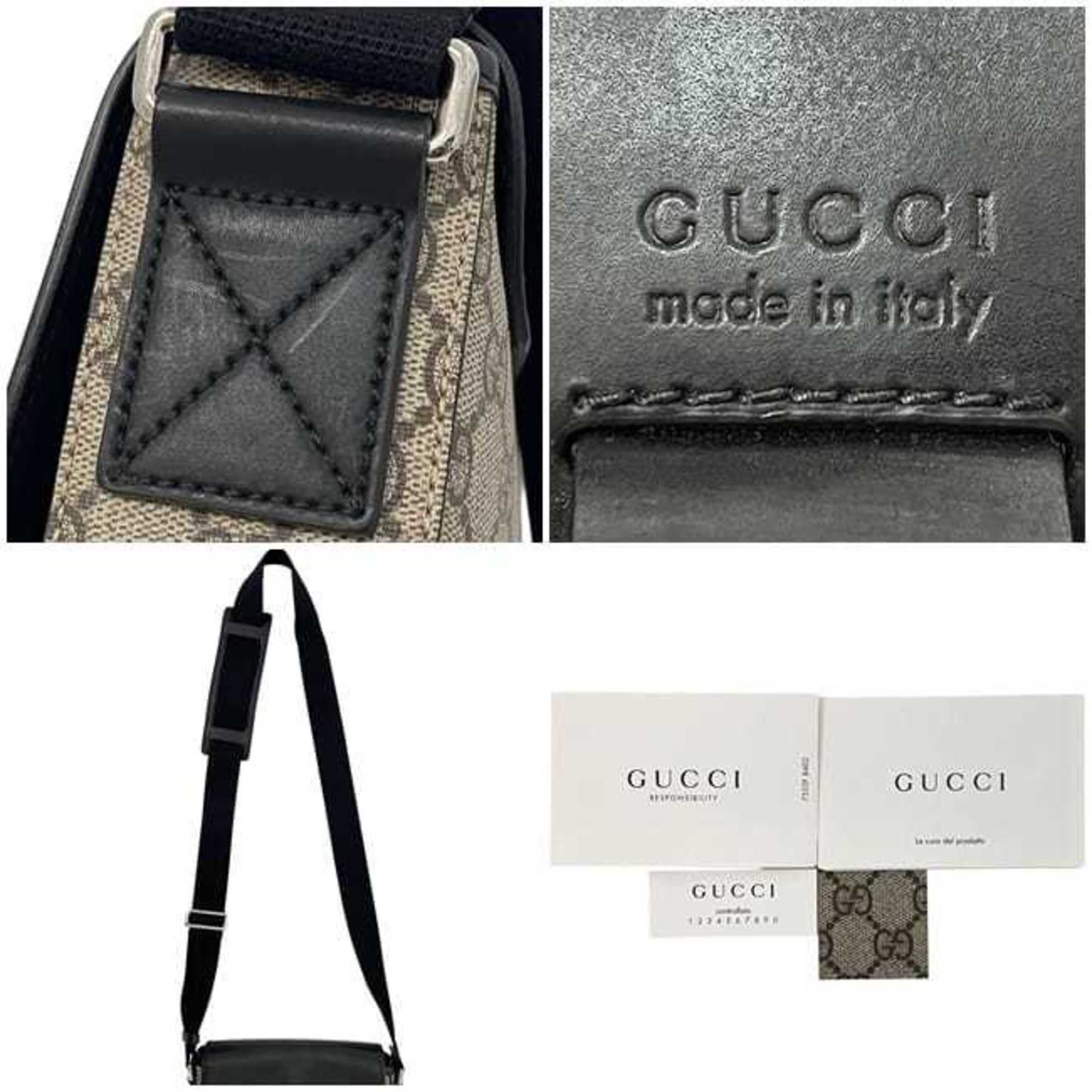 Gucci Gucci Shoulder Bag ec-25017 Black Beige GG Supreme 473877 Canvas Leather 213048 GUCCI Flap Men's Crossbody for Men and Women Size ONE SIZE - 11 Thumbnail