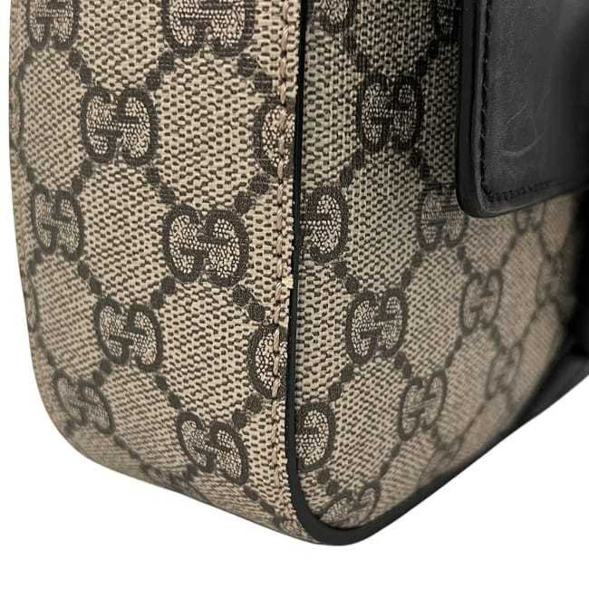 Gucci Gucci Shoulder Bag ec-25017 Black Beige GG Supreme 473877 Canvas Leather 213048 GUCCI Flap Men's Crossbody for Men and Women Size ONE SIZE - 9 Thumbnail