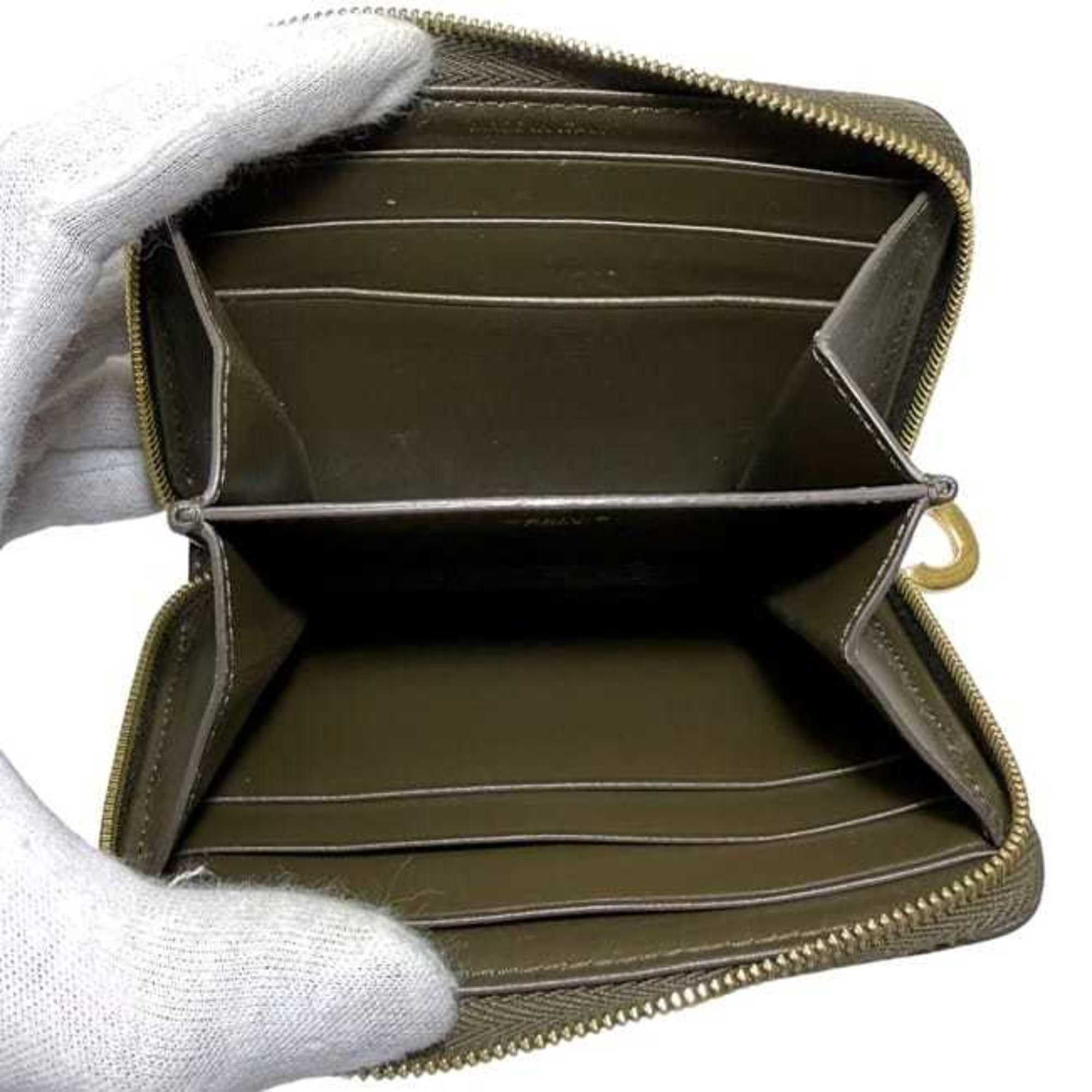 Celine Celine Coin Case ec-25087 Khaki Green Leather Purse S-IE-4188 CELINE C Dark Stitching Women's and Men's Size ONE SIZE - 4 Thumbnail