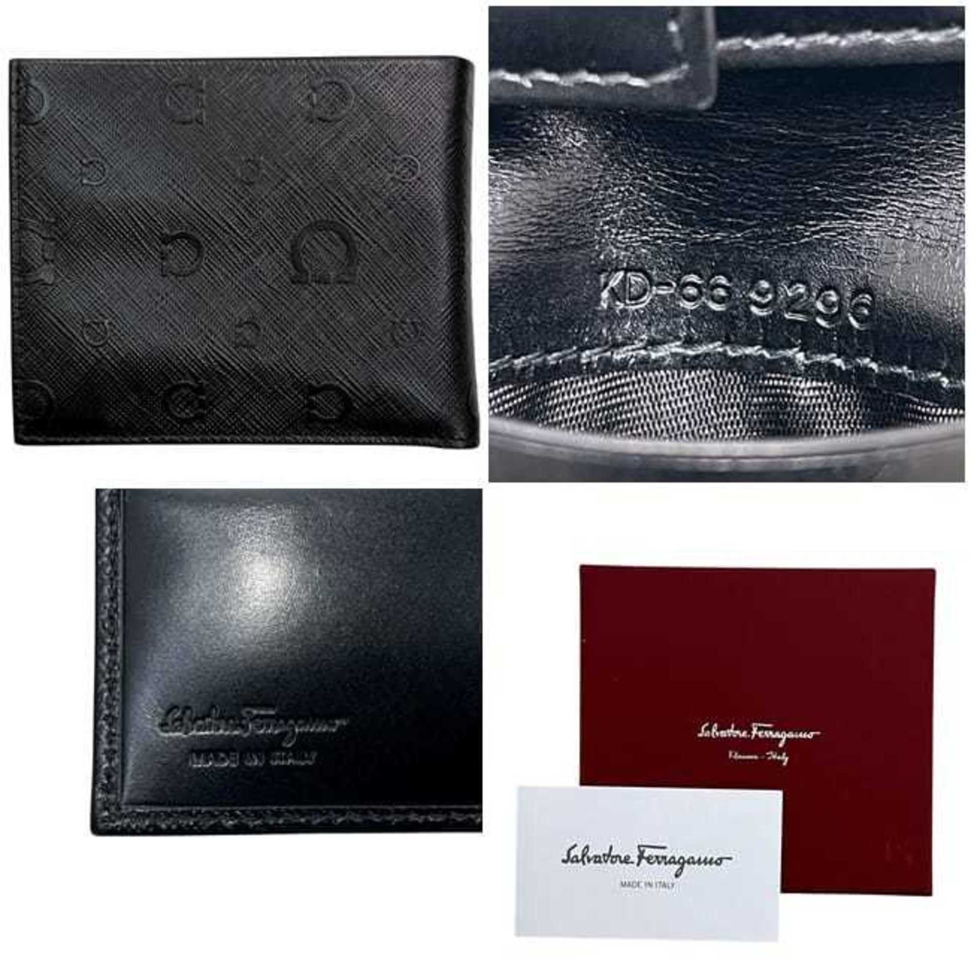 Salvatore Ferragamo Salvatore Ferragamo bifold wallet ec-25055 in black with Gancini KD 66 9296 leather. This is made of coated leather and suitable for both men women. Size ONE SIZE - 4 Thumbnail
