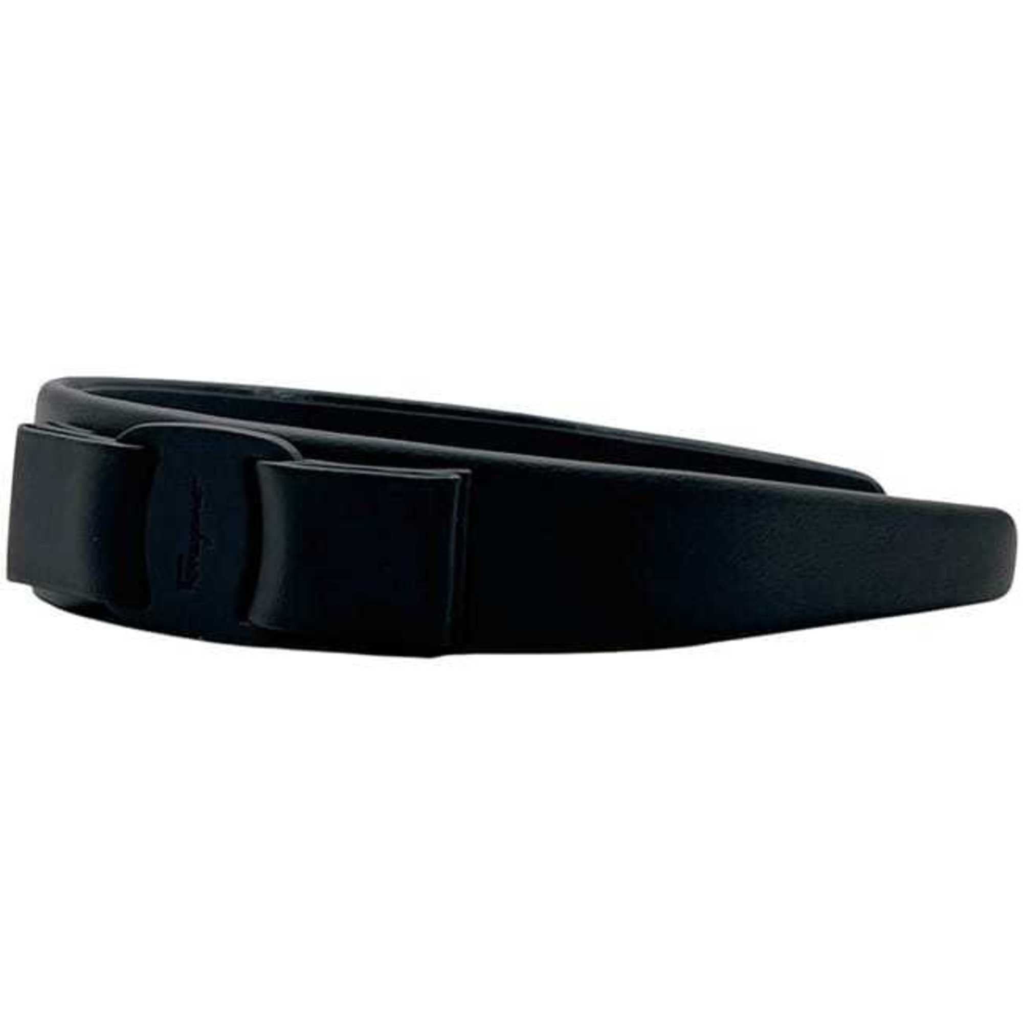 Salvatore Ferragamo Salvatore Ferragamo Headband ec-24894 Black Vara Leather Ribbon Women's Size ONE SIZE - 3 Thumbnail