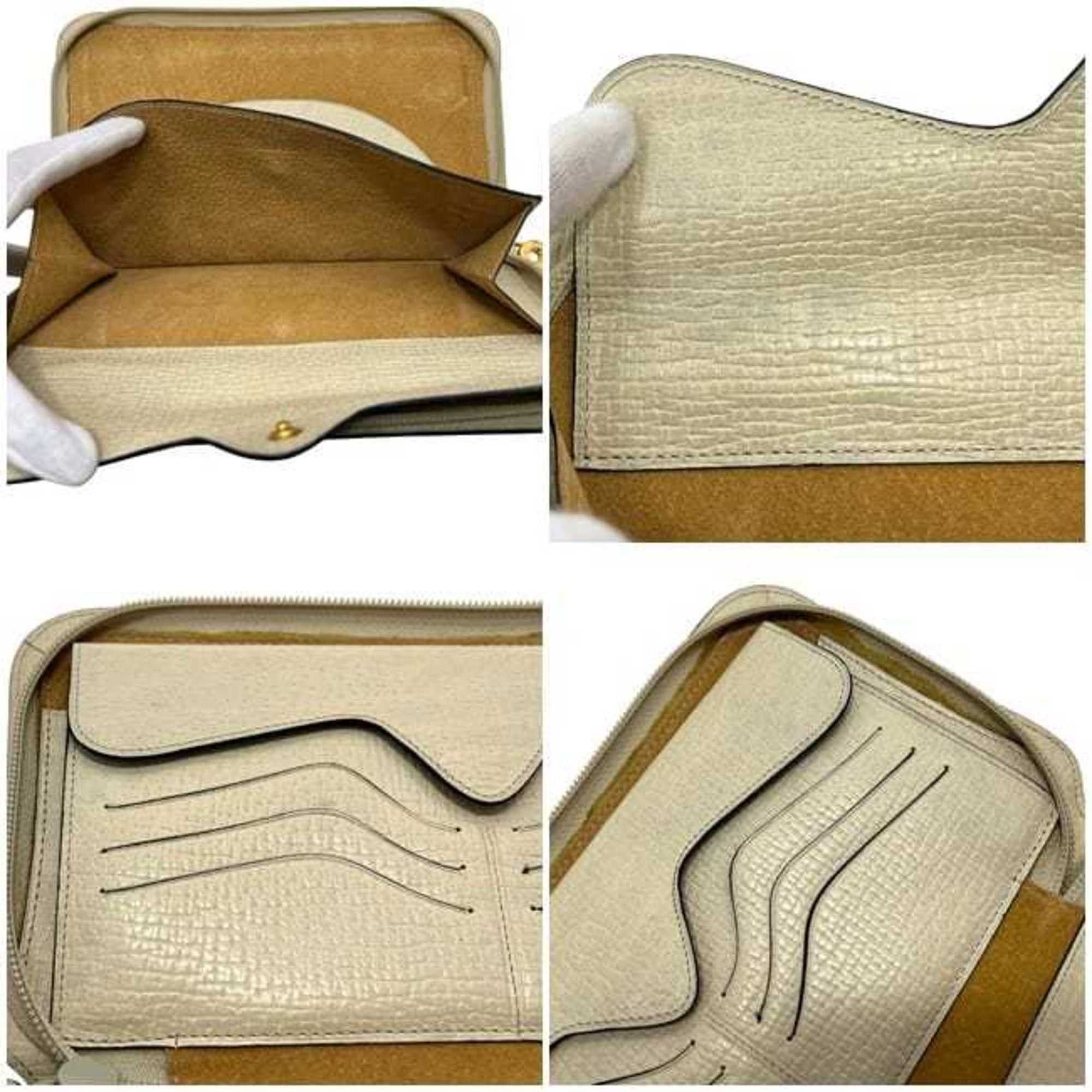 Loewe Loewe Round Organizer ec-24985 Beige Leather Travel Pouch, Pass Case, Card Holder, Wallet for Men and Women Size ONE SIZE - 4 Thumbnail
