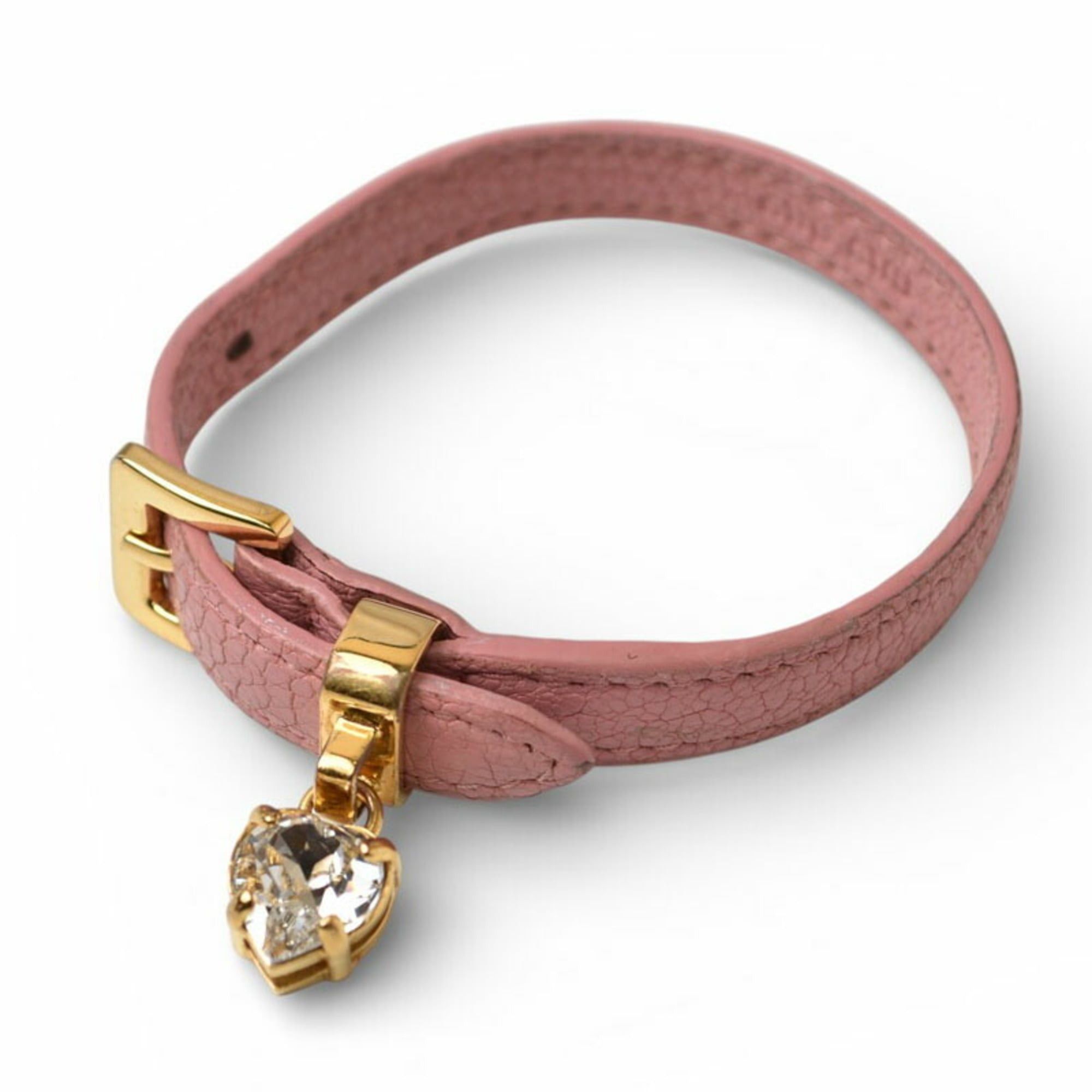 Miu Miu Miu Miu Miu Madras bracelet and bangle with heart crystal rhinestones in pink Size ONE SIZE - 2 Thumbnail