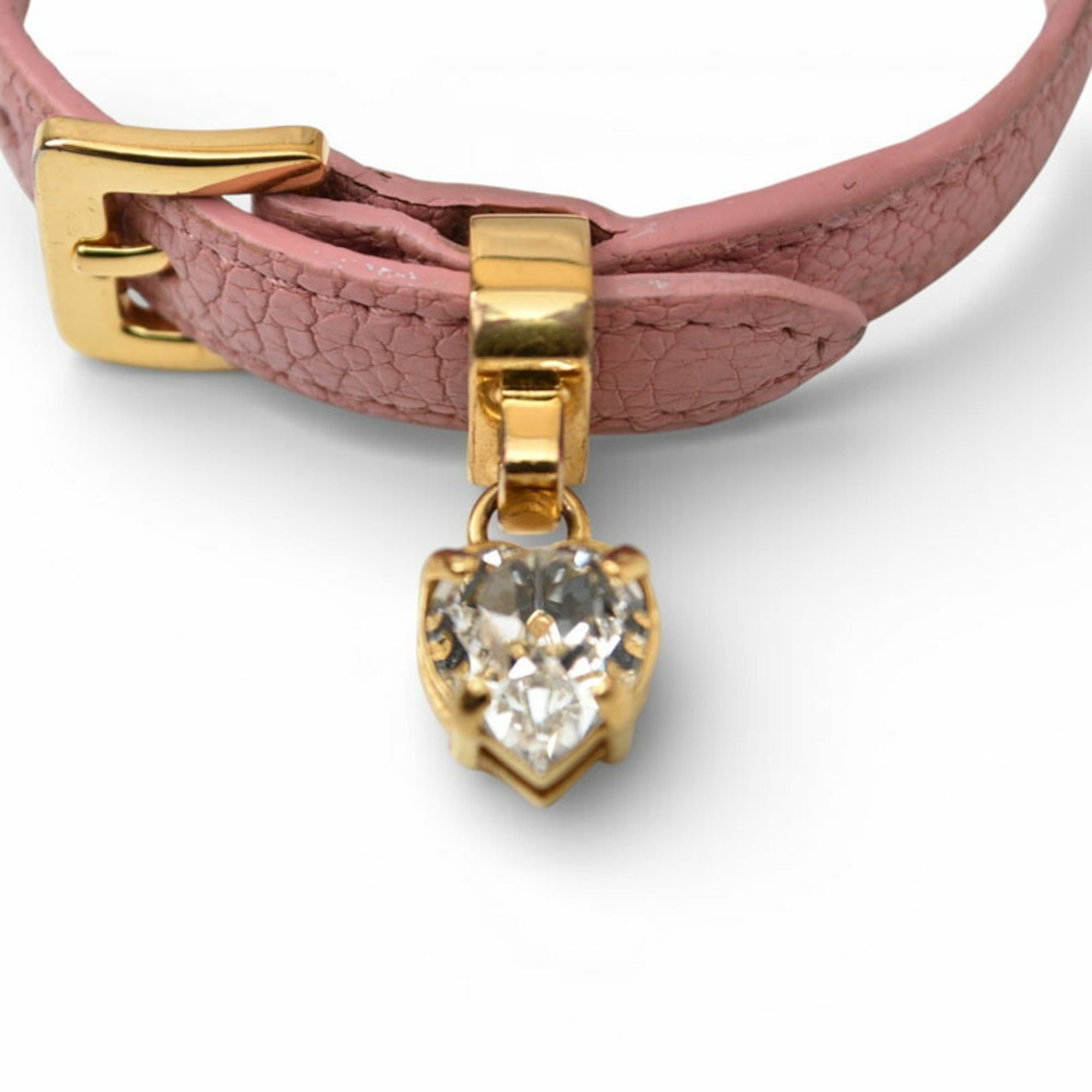 Miu Miu Miu Miu Miu Madras bracelet and bangle with heart crystal rhinestones in pink Size ONE SIZE - 3 Thumbnail