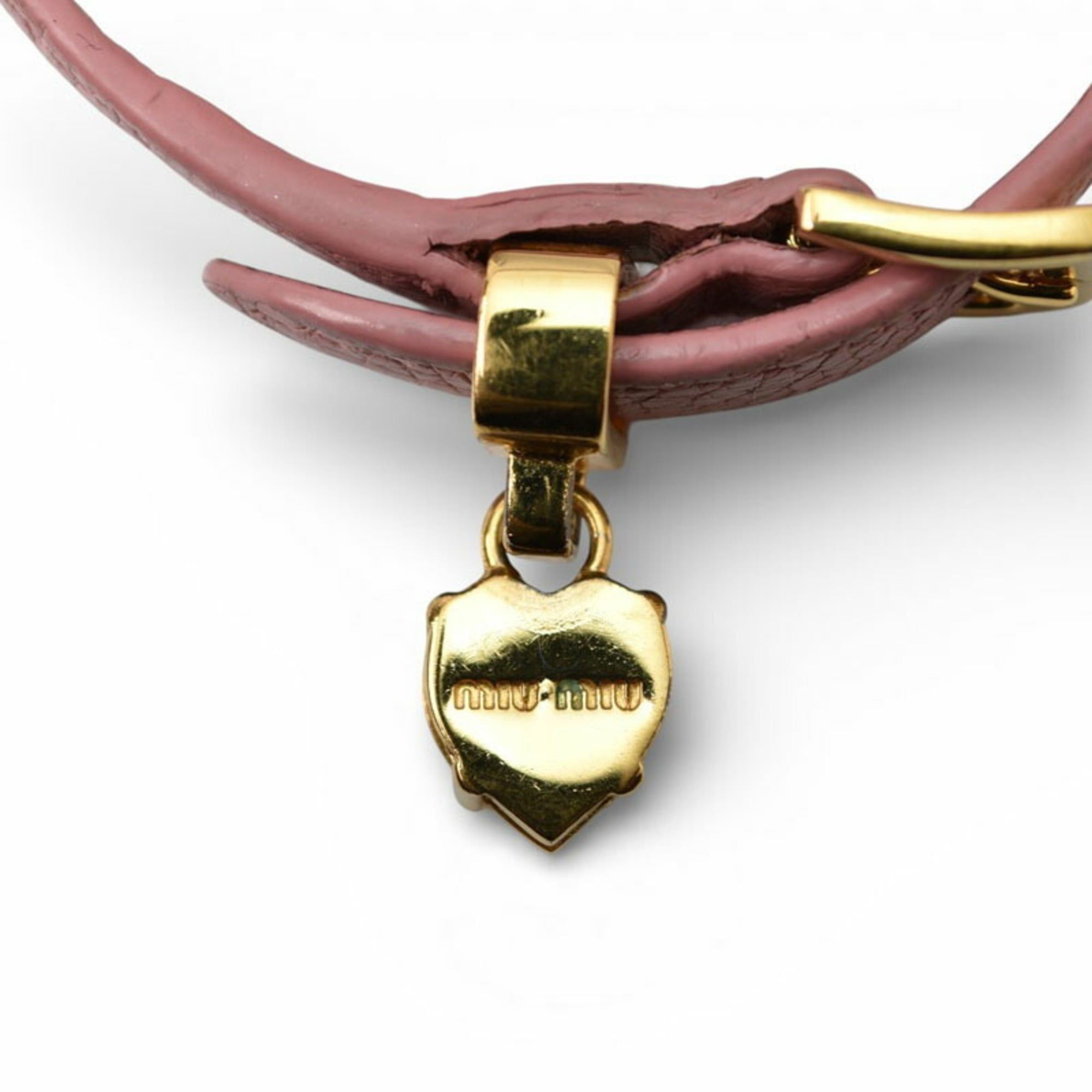 Miu Miu Miu Miu Miu Madras bracelet and bangle with heart crystal rhinestones in pink Size ONE SIZE - 7 Thumbnail