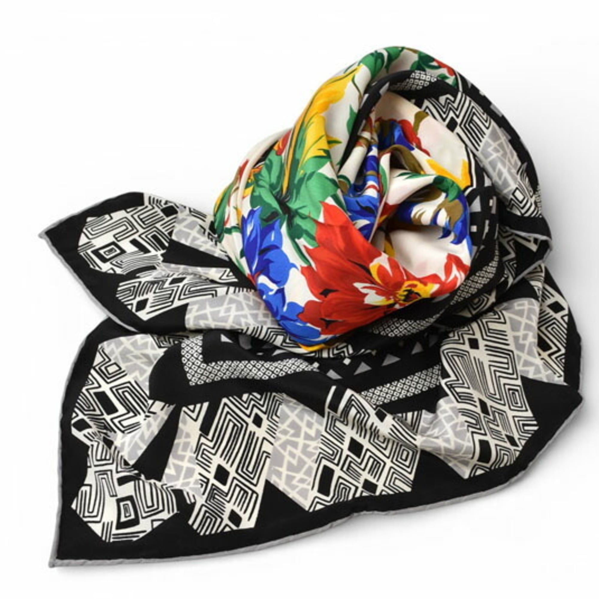 Tiffany & Co. Tiffany & Co. Unused Scarf/Muffler, Silk Scarf with Floral Motif in Black and Multicolor Size ONE SIZE - 4 Thumbnail