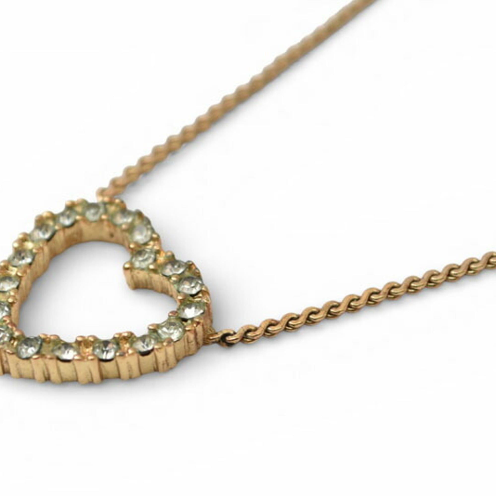 Dior Christian Dior necklace pendant with heart motif and rhinestones in gold Size ONE SIZE - 4 Thumbnail