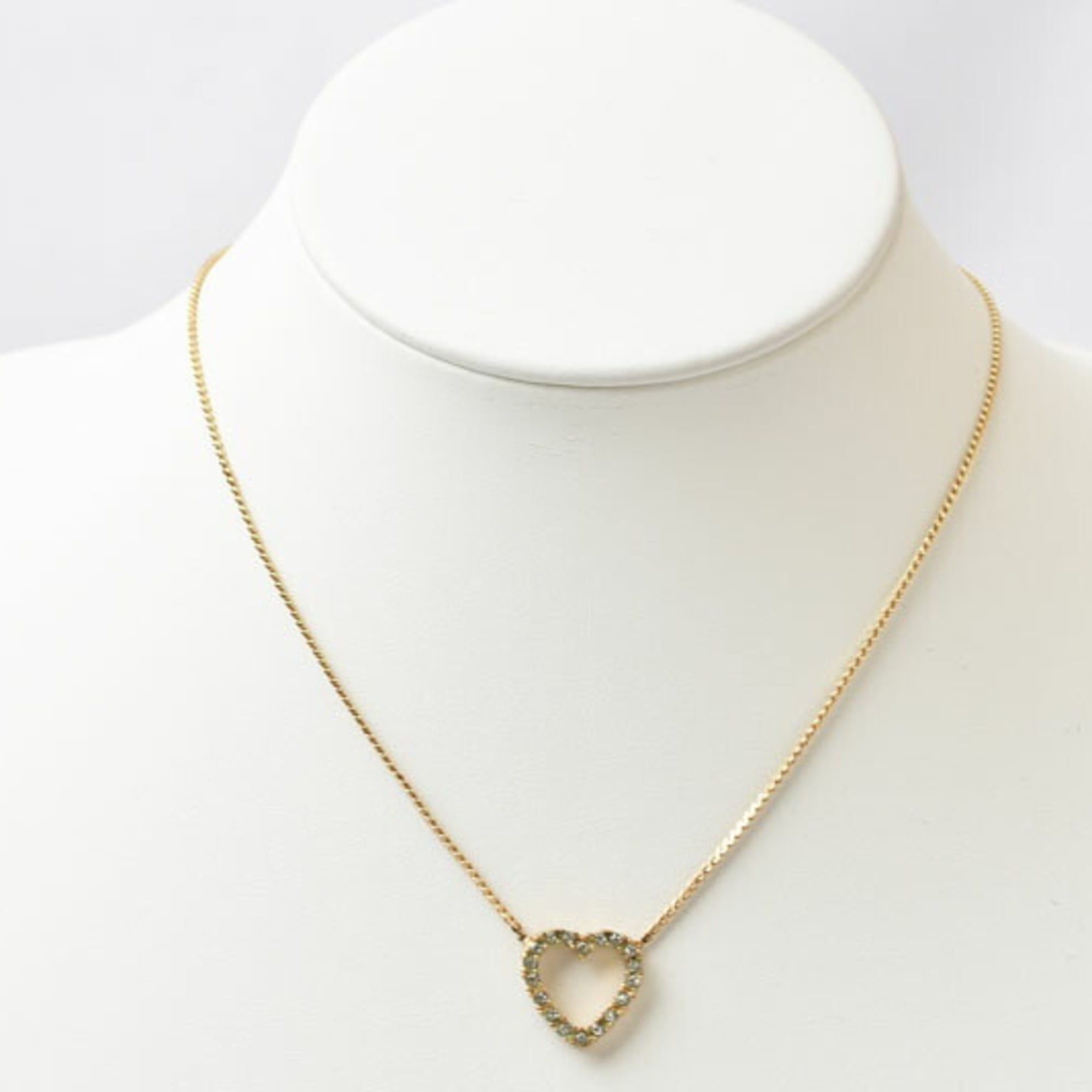 Dior Christian Dior necklace pendant with heart motif and rhinestones in gold Size ONE SIZE - 6 Thumbnail
