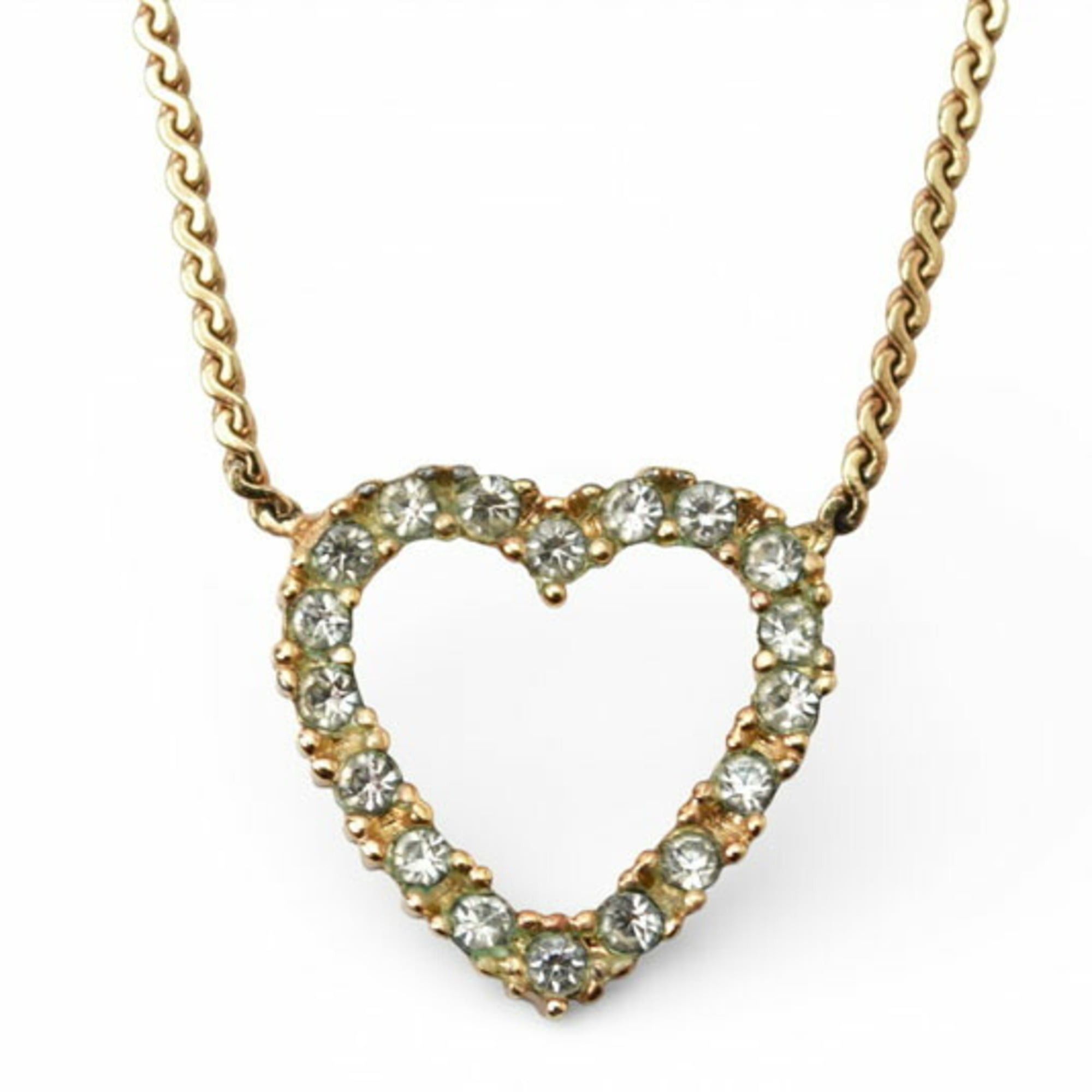 Dior Christian Dior necklace pendant with heart motif and rhinestones in gold Size ONE SIZE - 2 Thumbnail