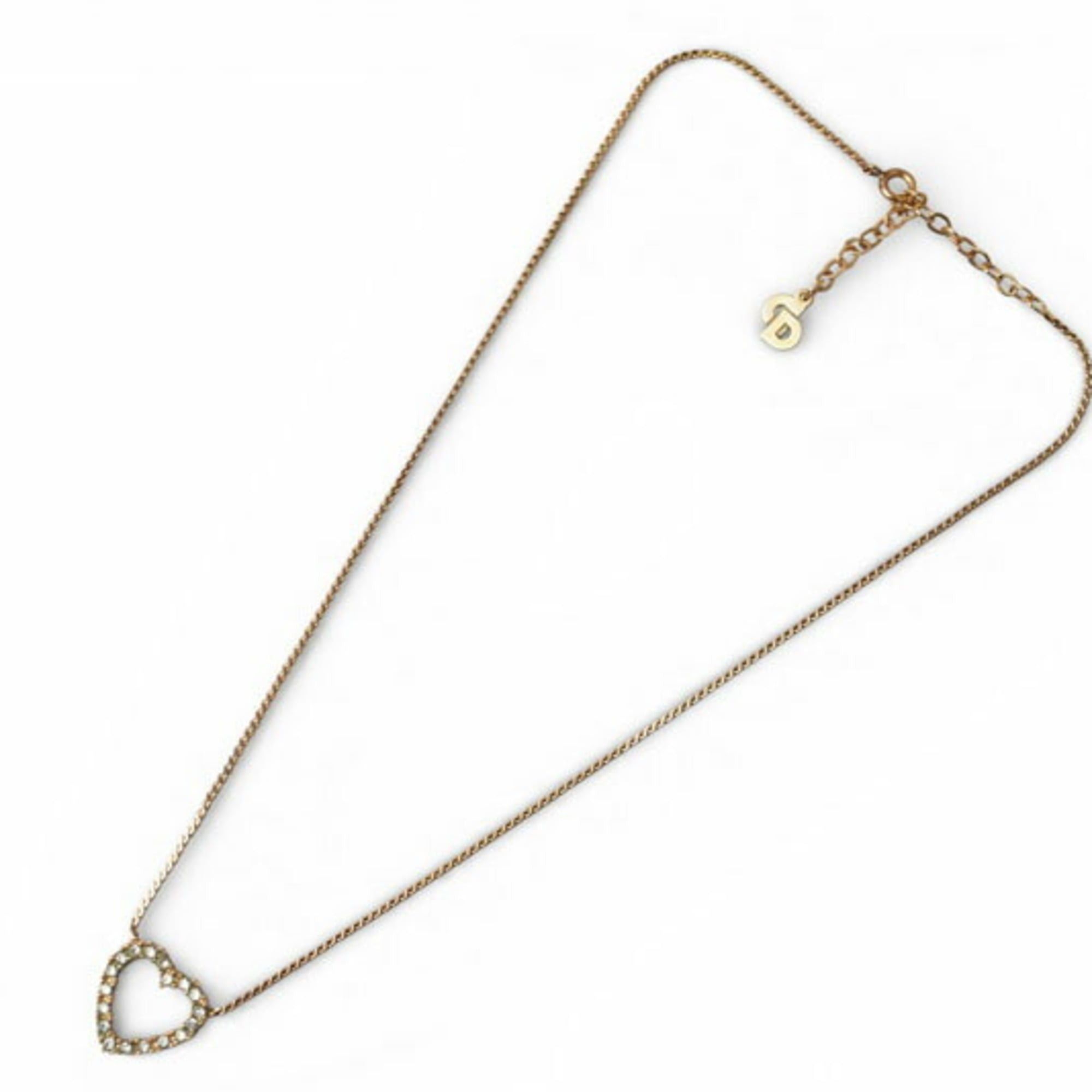 Dior Christian Dior necklace pendant with heart motif and rhinestones in gold Size ONE SIZE - 3 Thumbnail