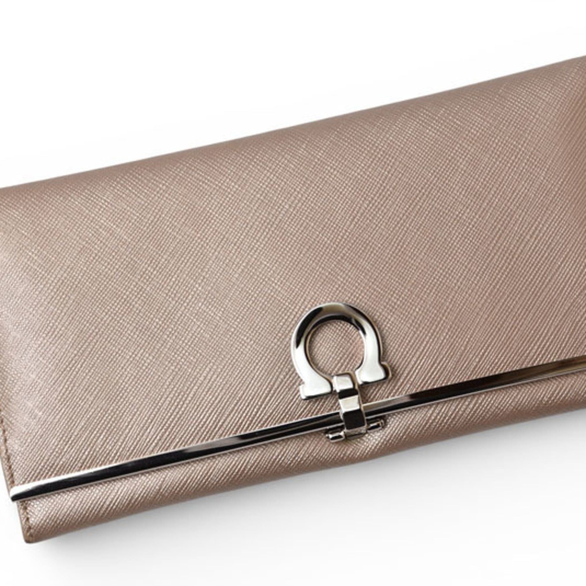 Salvatore Ferragamo Salvatore Ferragamo Gancini long wallet in metallic beige Size ONE SIZE - 3 Thumbnail