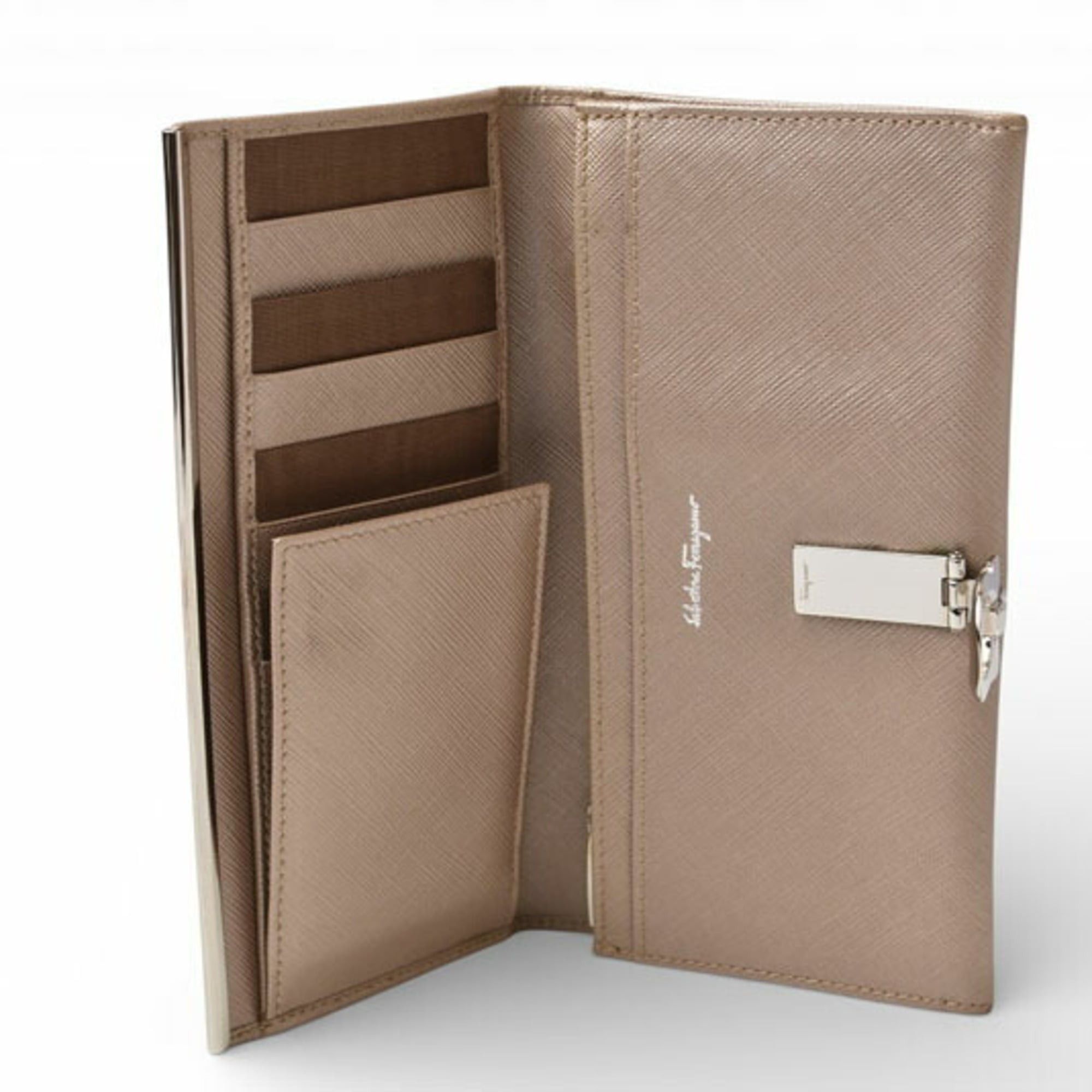 Salvatore Ferragamo Salvatore Ferragamo Gancini long wallet in metallic beige Size ONE SIZE - 7 Thumbnail