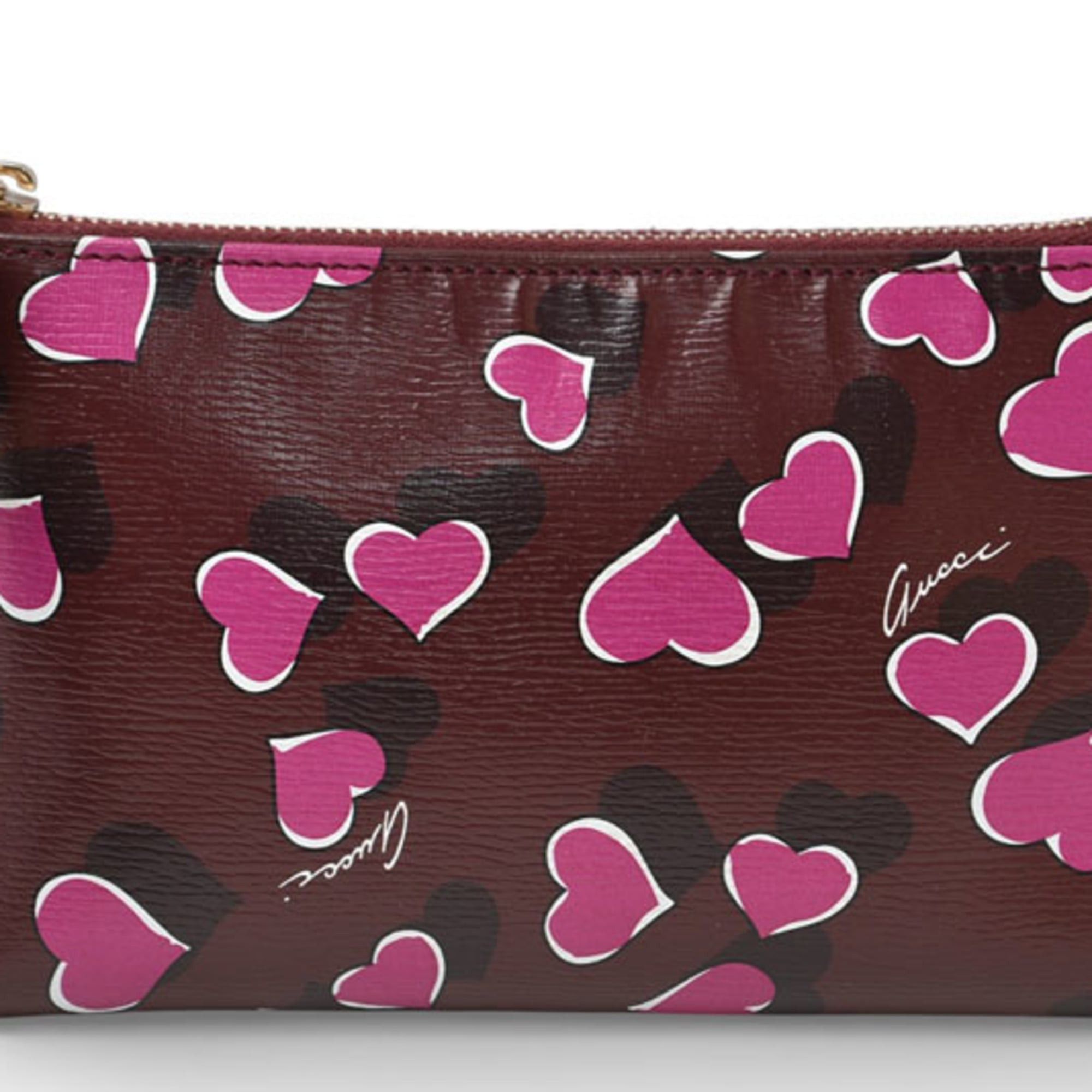 Gucci Gucci Pouch GUCCI Bamboo Heart Motif Bordeaux Pink 338815 Size ONE SIZE - 2 Thumbnail