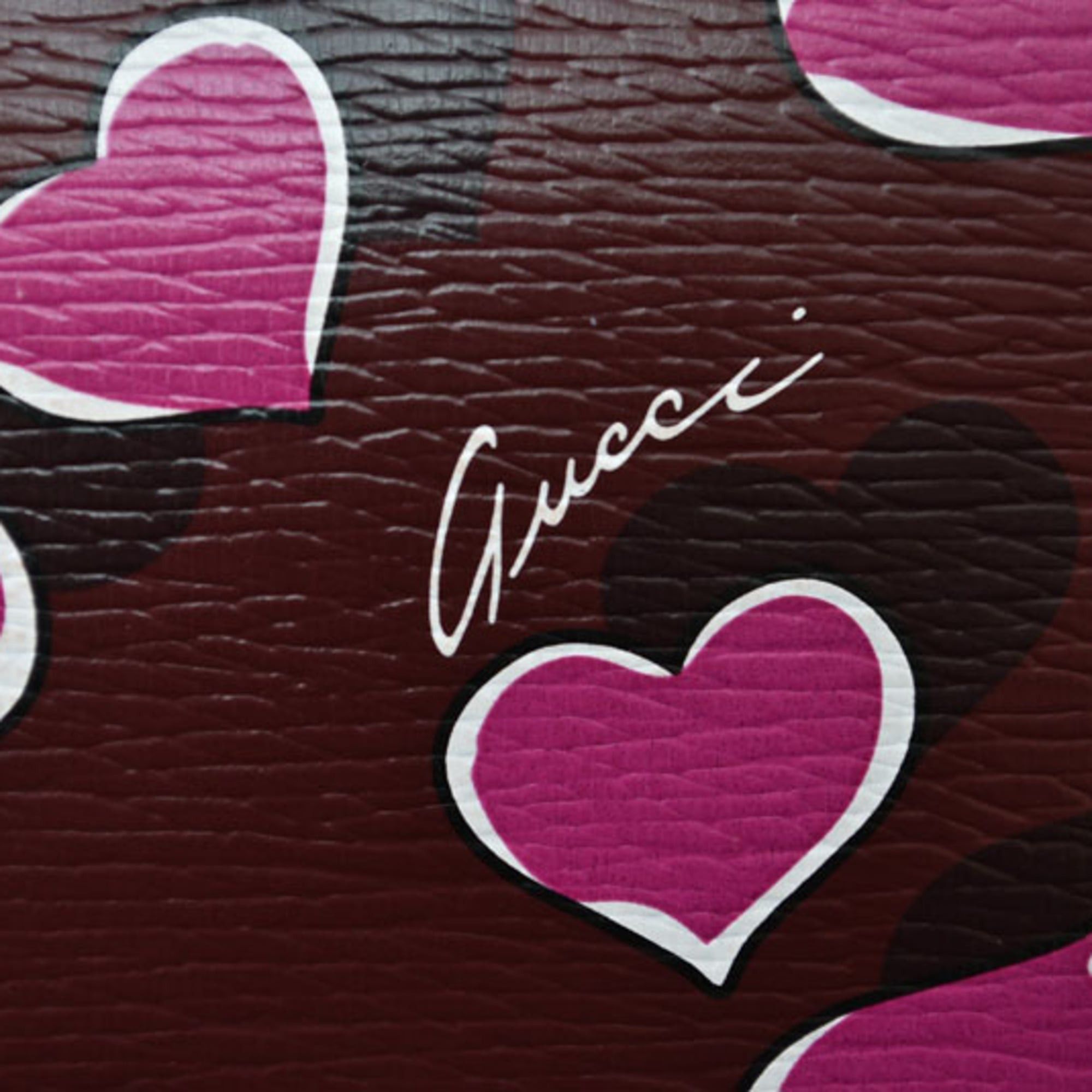 Gucci Gucci Pouch GUCCI Bamboo Heart Motif Bordeaux Pink 338815 Size ONE SIZE - 5 Thumbnail