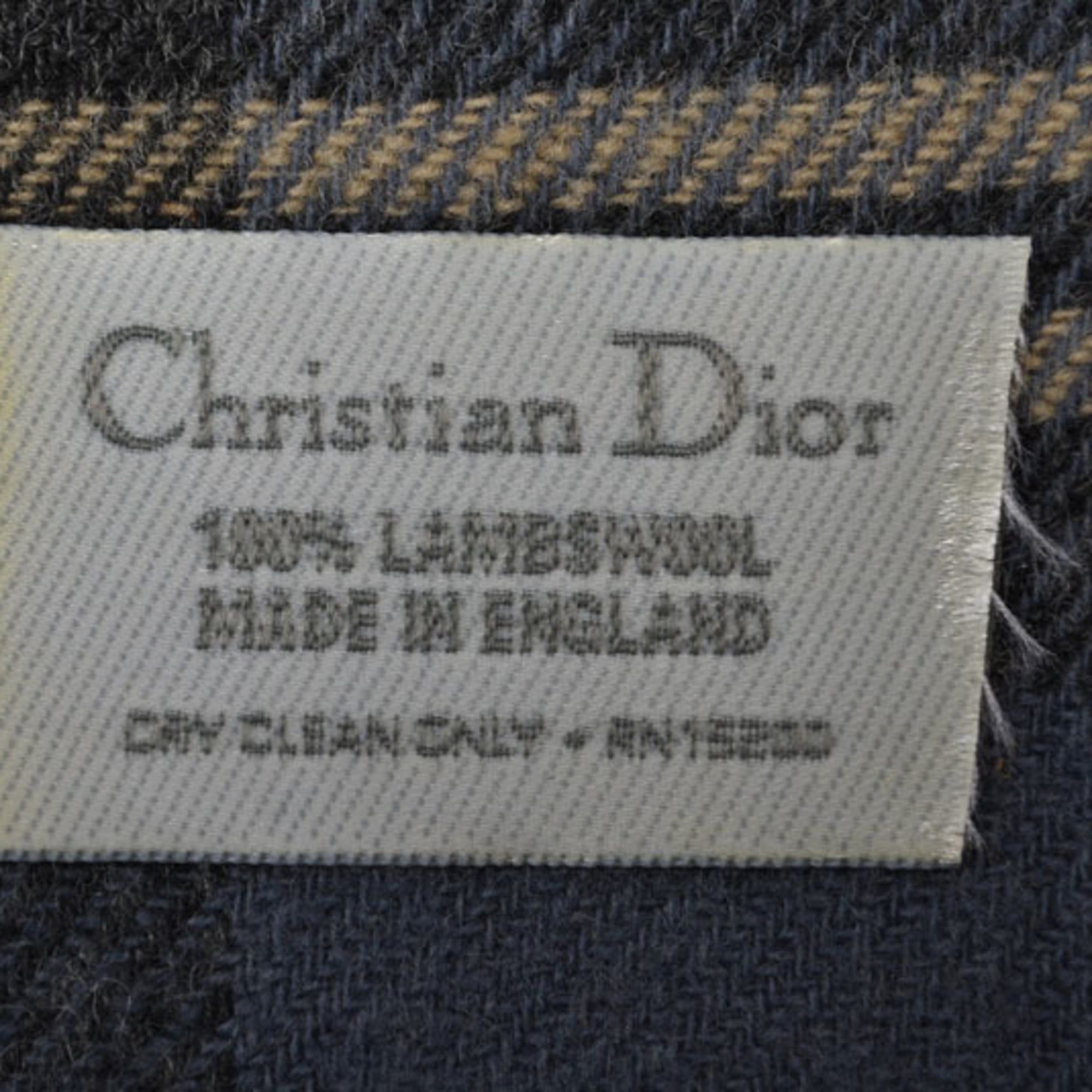 Dior Christian Dior Winter Scarf, 100% Wool, Check Pattern, Beige, Blue Size ONE SIZE - 6 Thumbnail