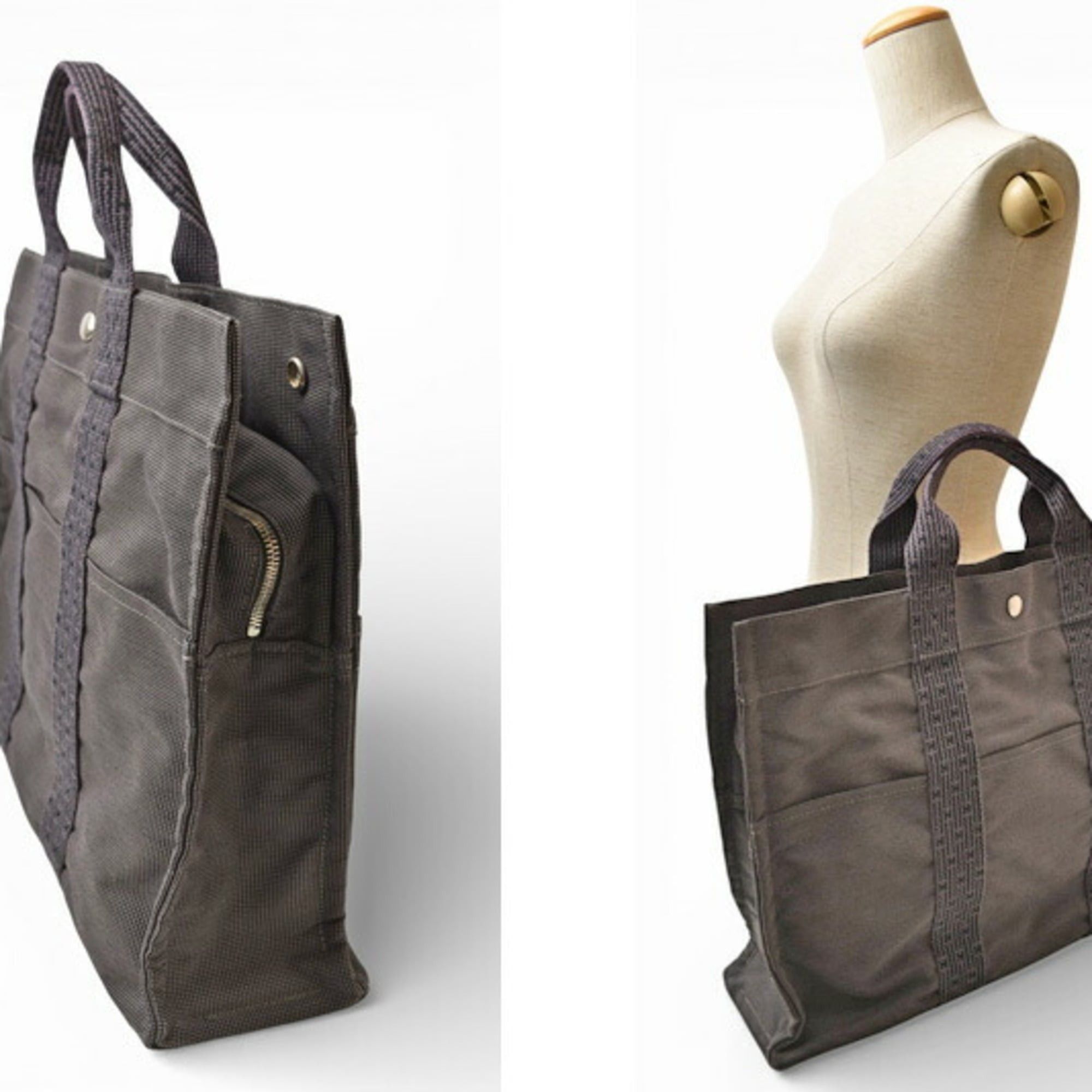 Hermes Hermes Hermès Air Line MM Tote Bag in Gray Canvas Size ONE SIZE - 3 Thumbnail