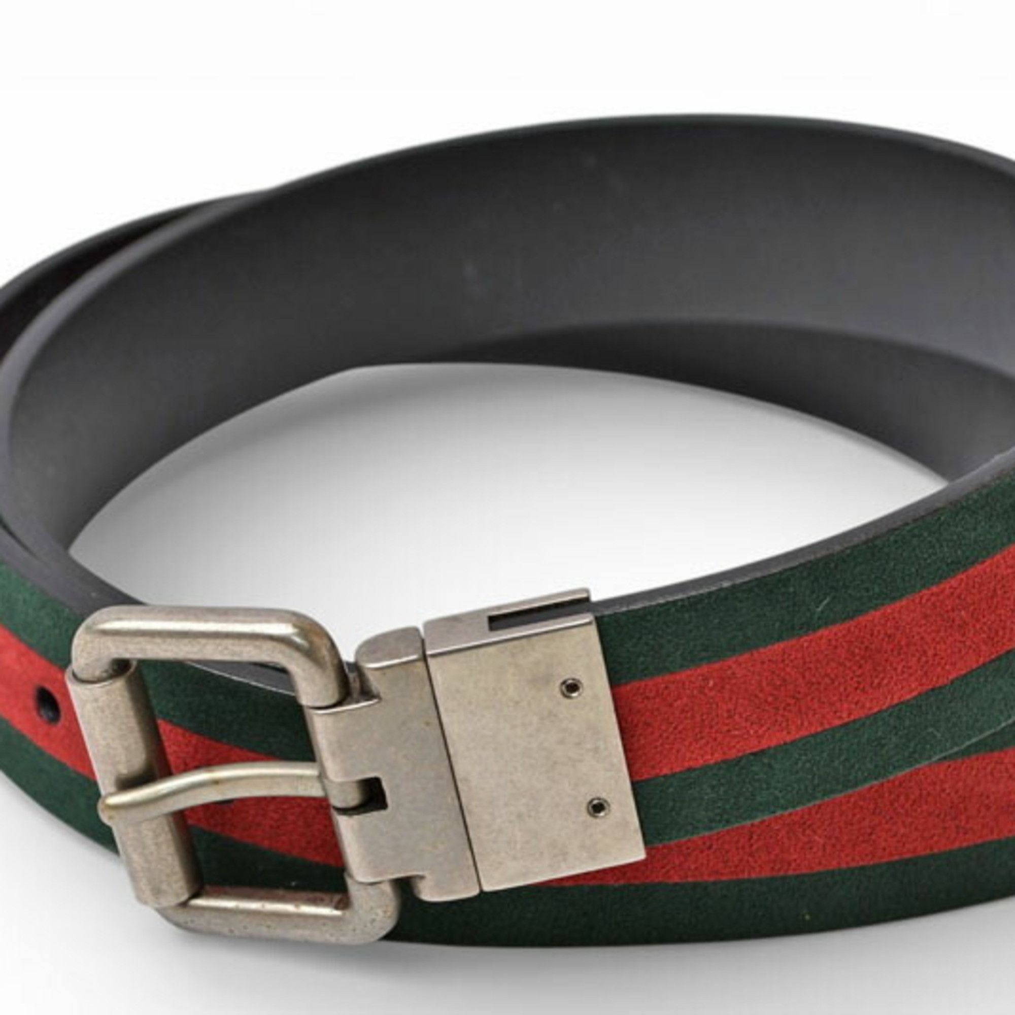 Gucci Gucci reversible belt, size 85, leather, GUCCI Sherry line, black, green, red Size ONE SIZE - 2 Thumbnail