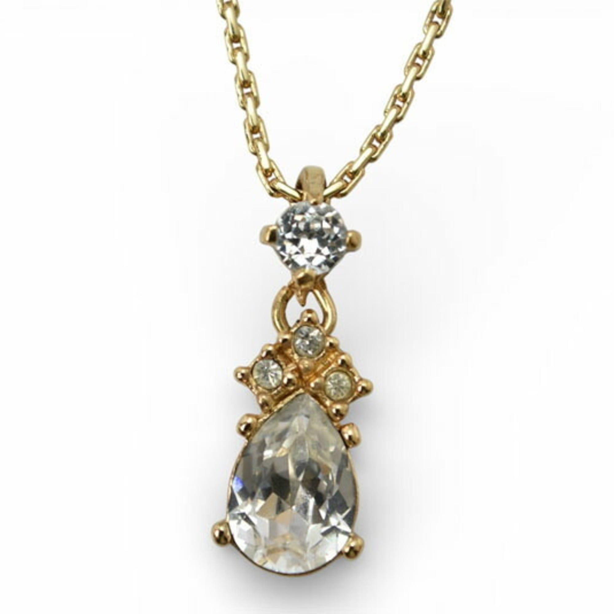 Dior Christian Dior teardrop rhinestone necklace in gold Size ONE SIZE - 2 Thumbnail