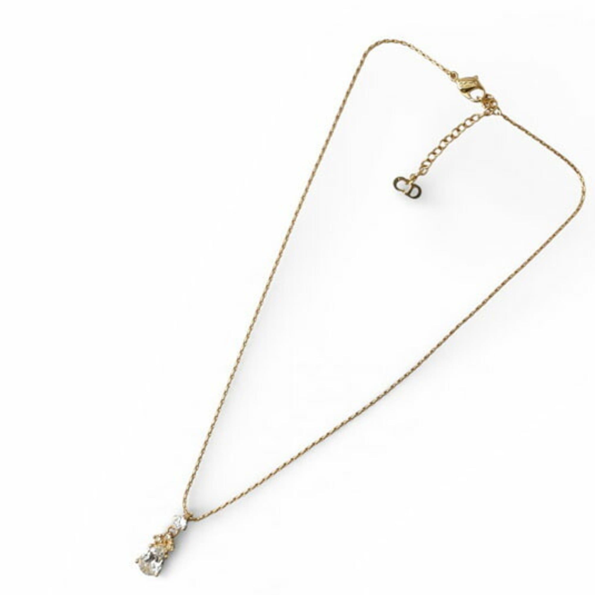 Christian Dior teardrop rhinestone necklace in gold