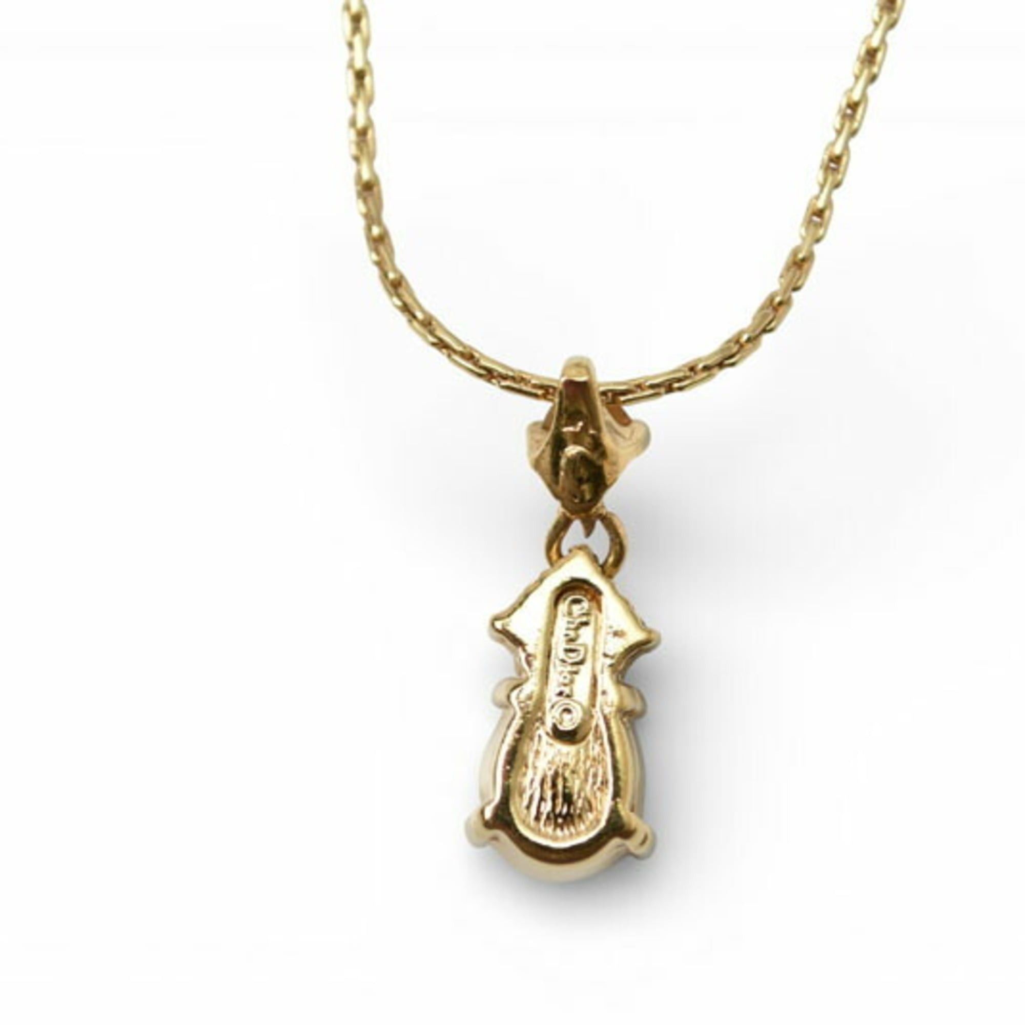 Dior Christian Dior teardrop rhinestone necklace in gold Size ONE SIZE - 6 Thumbnail