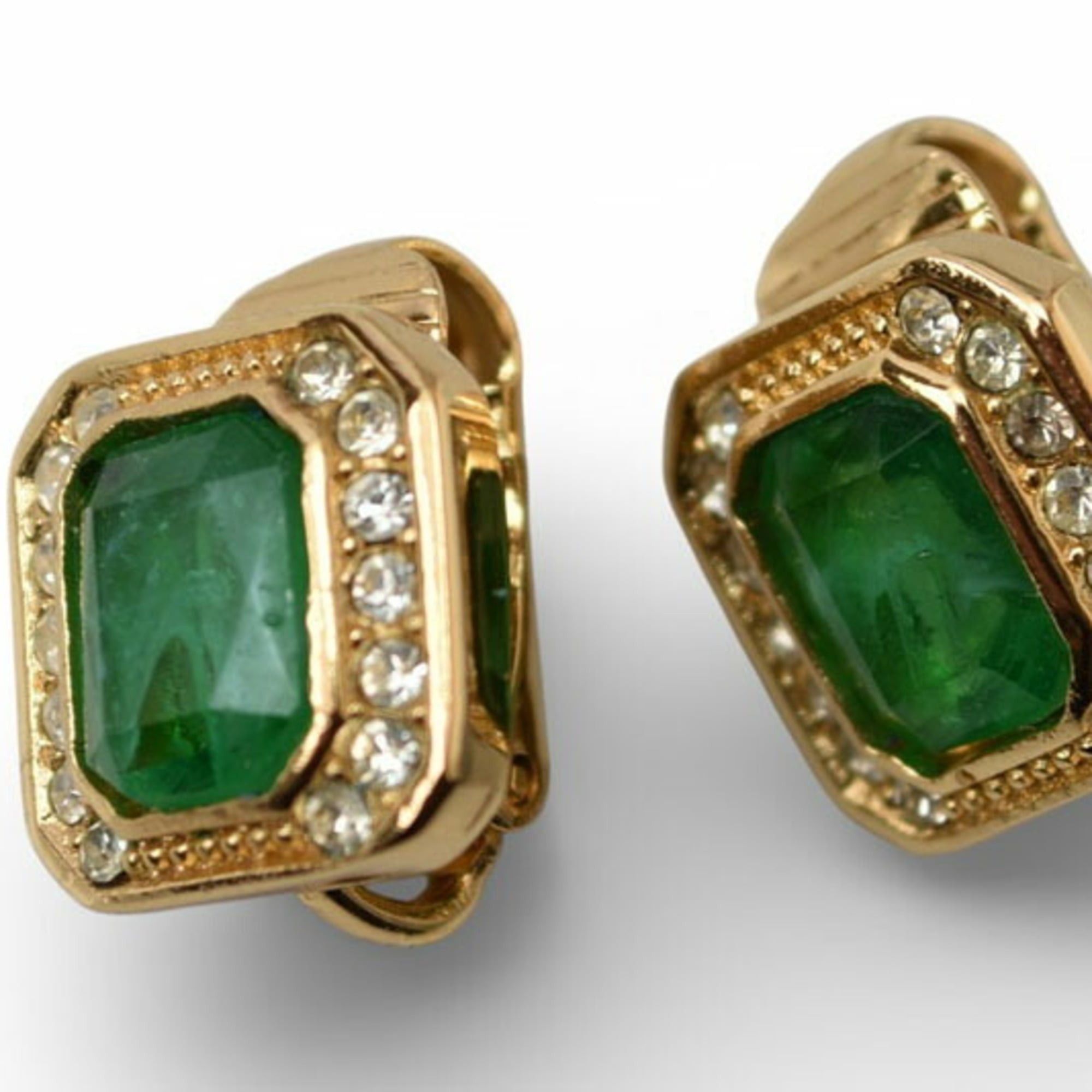 Dior Christian Dior earrings in green and gold with rhinestones Size ONE SIZE - 3 Thumbnail
