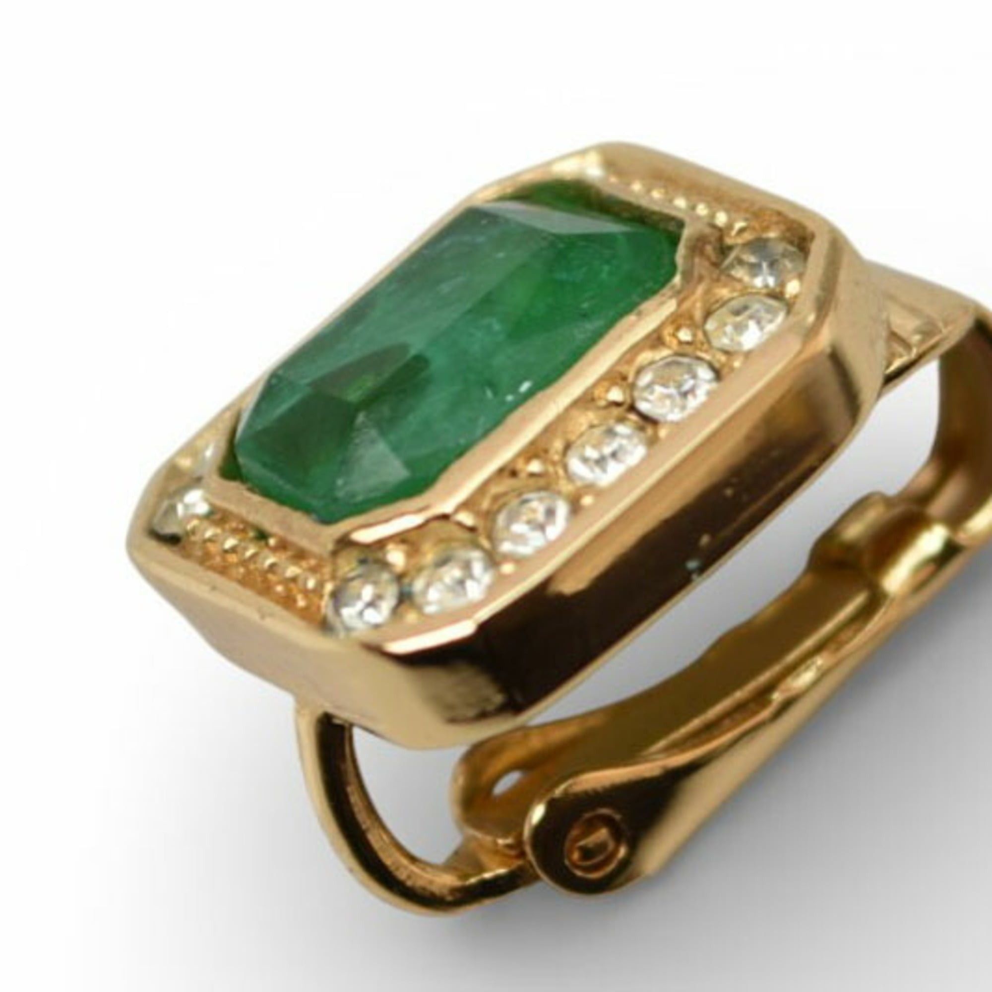 Dior Christian Dior earrings in green and gold with rhinestones Size ONE SIZE - 4 Thumbnail