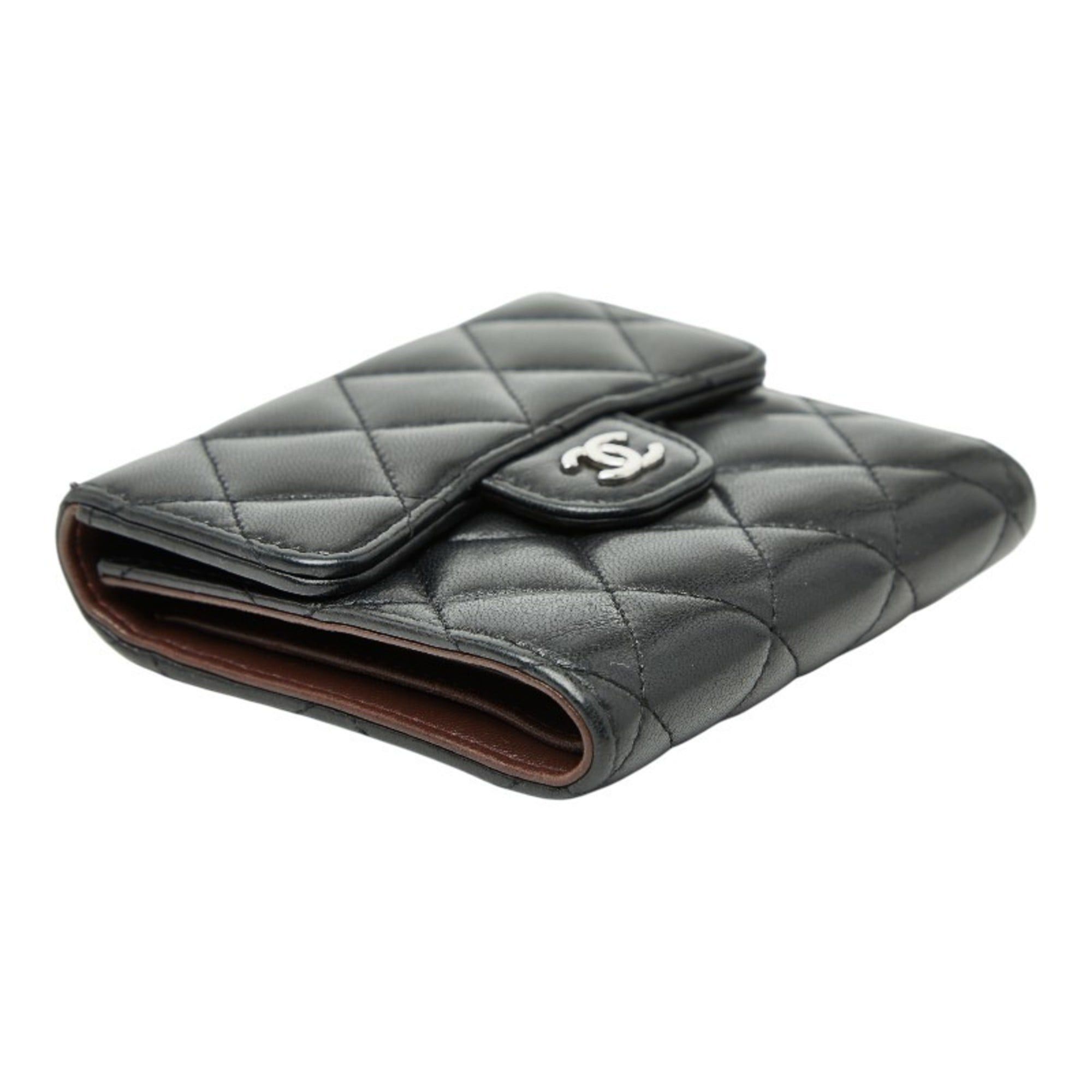 Chanel CHANEL Coco Mark Matelasse Tri-fold Wallet in Black Lambskin for Women Size ONE SIZE - 5 Thumbnail