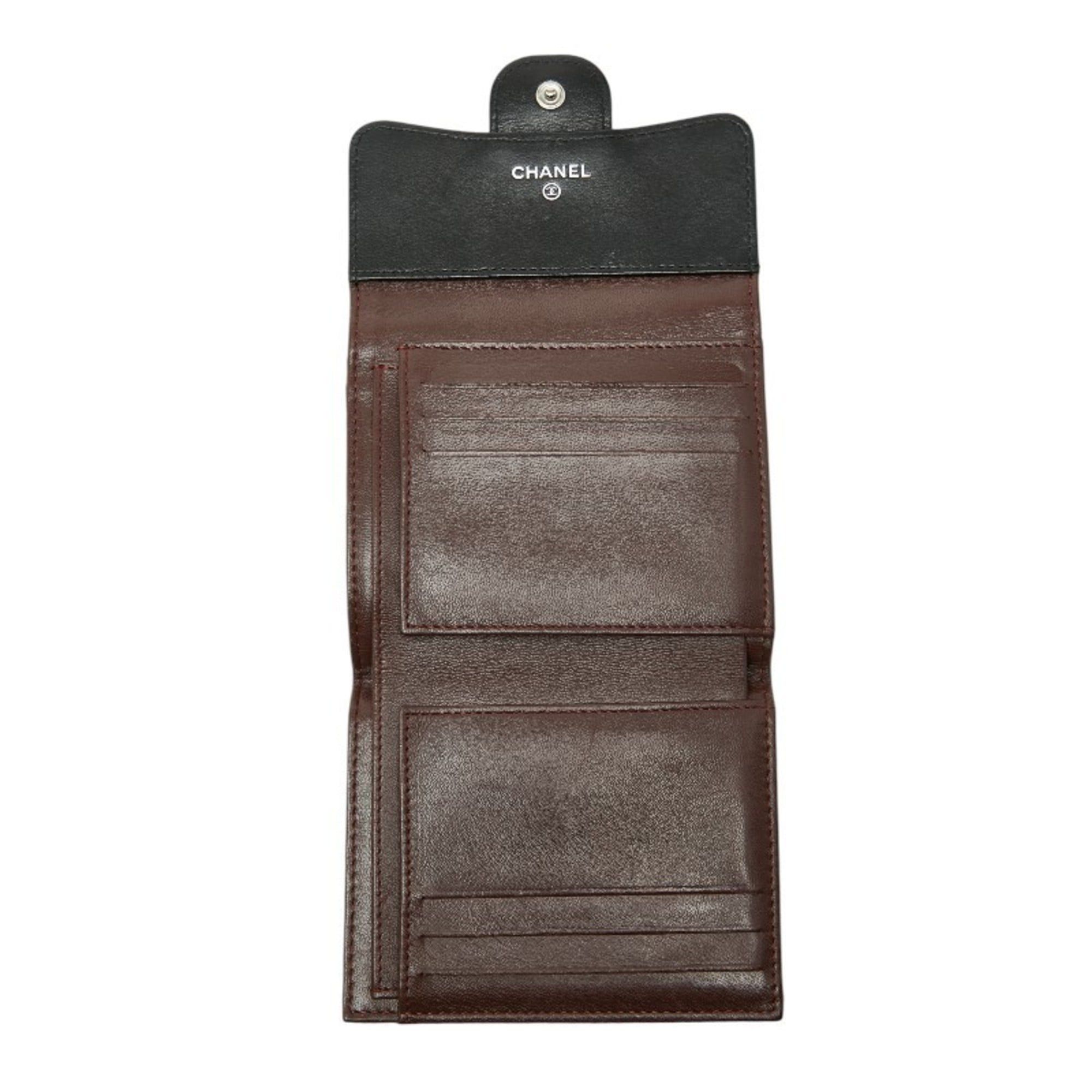 Chanel CHANEL Coco Mark Matelasse Tri-fold Wallet in Black Lambskin for Women Size ONE SIZE - 7 Thumbnail