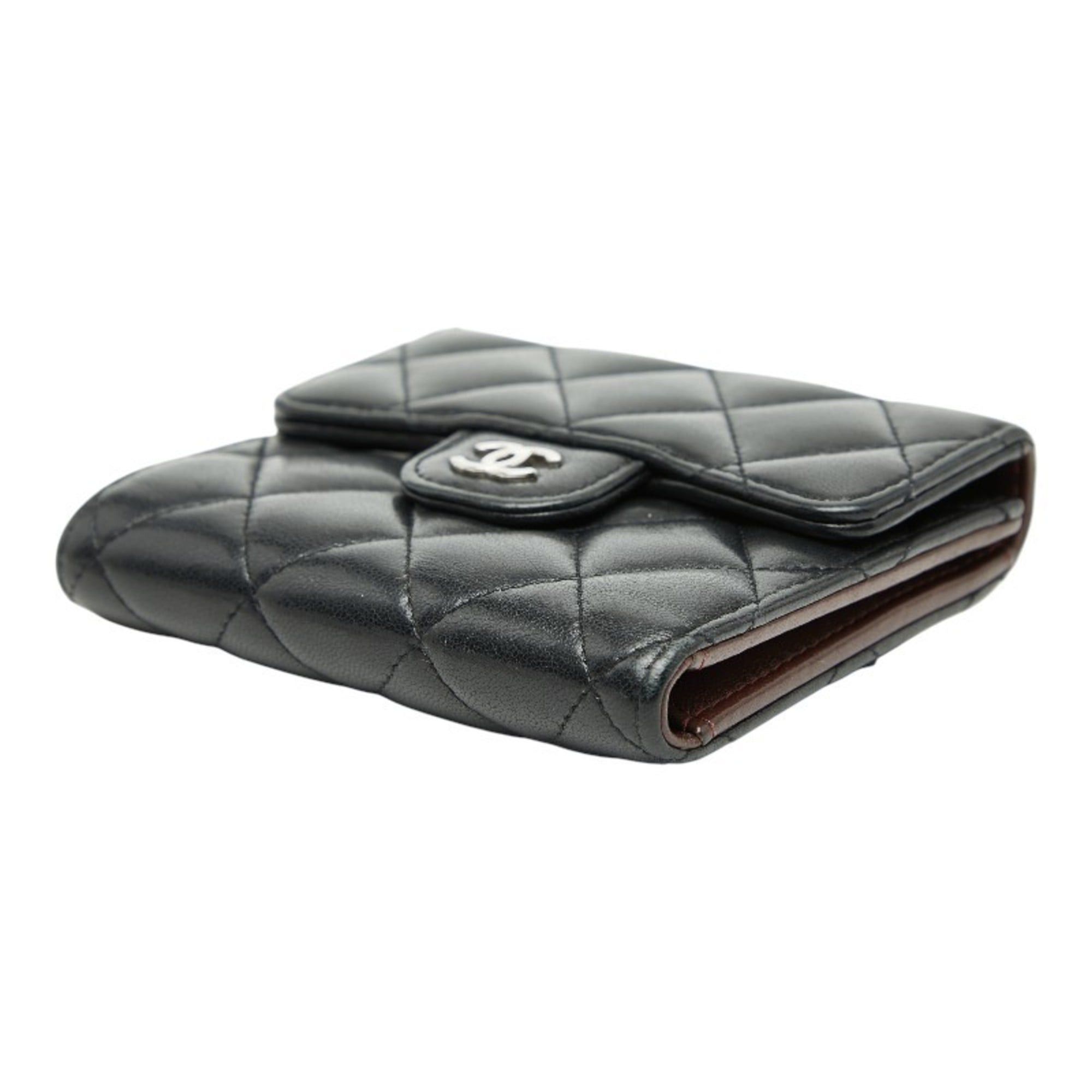 Chanel CHANEL Coco Mark Matelasse Tri-fold Wallet in Black Lambskin for Women Size ONE SIZE - 4 Thumbnail