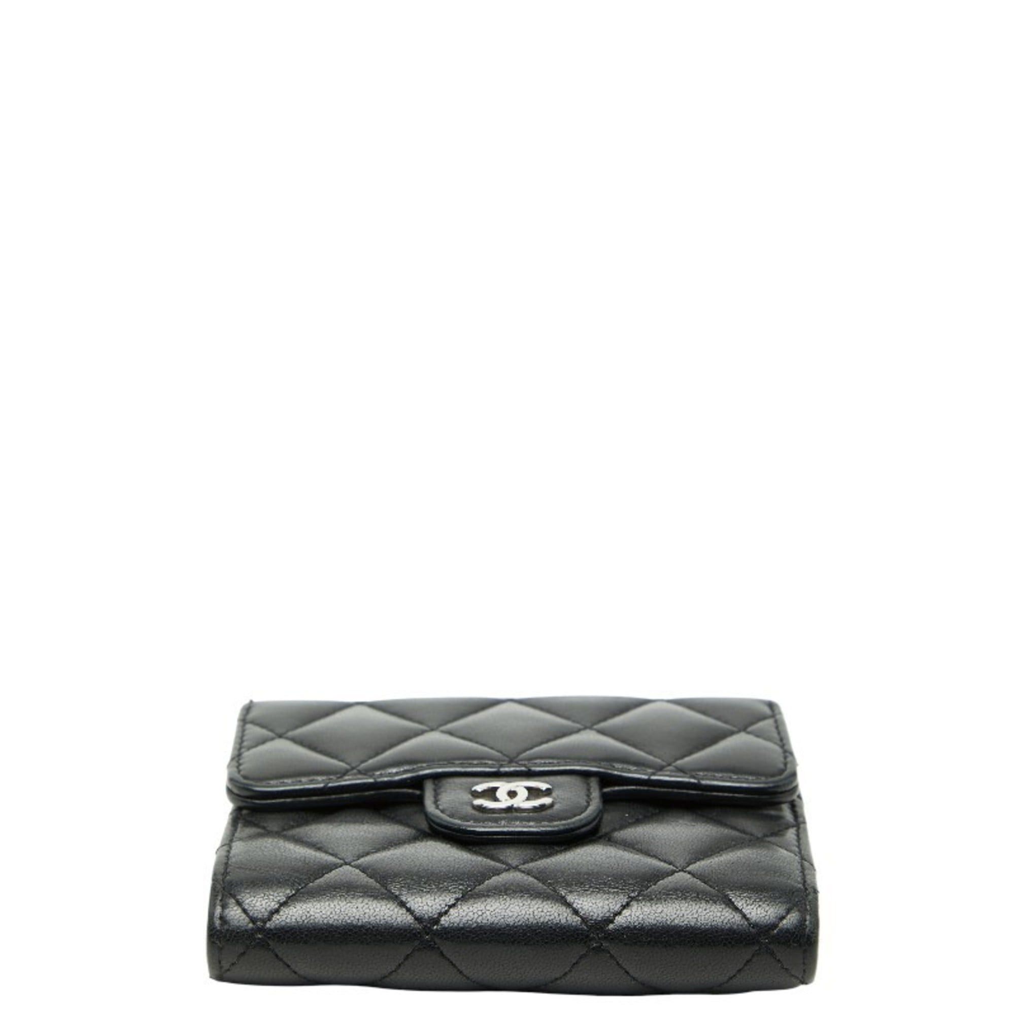 Chanel CHANEL Coco Mark Matelasse Tri-fold Wallet in Black Lambskin for Women Size ONE SIZE - 3 Thumbnail