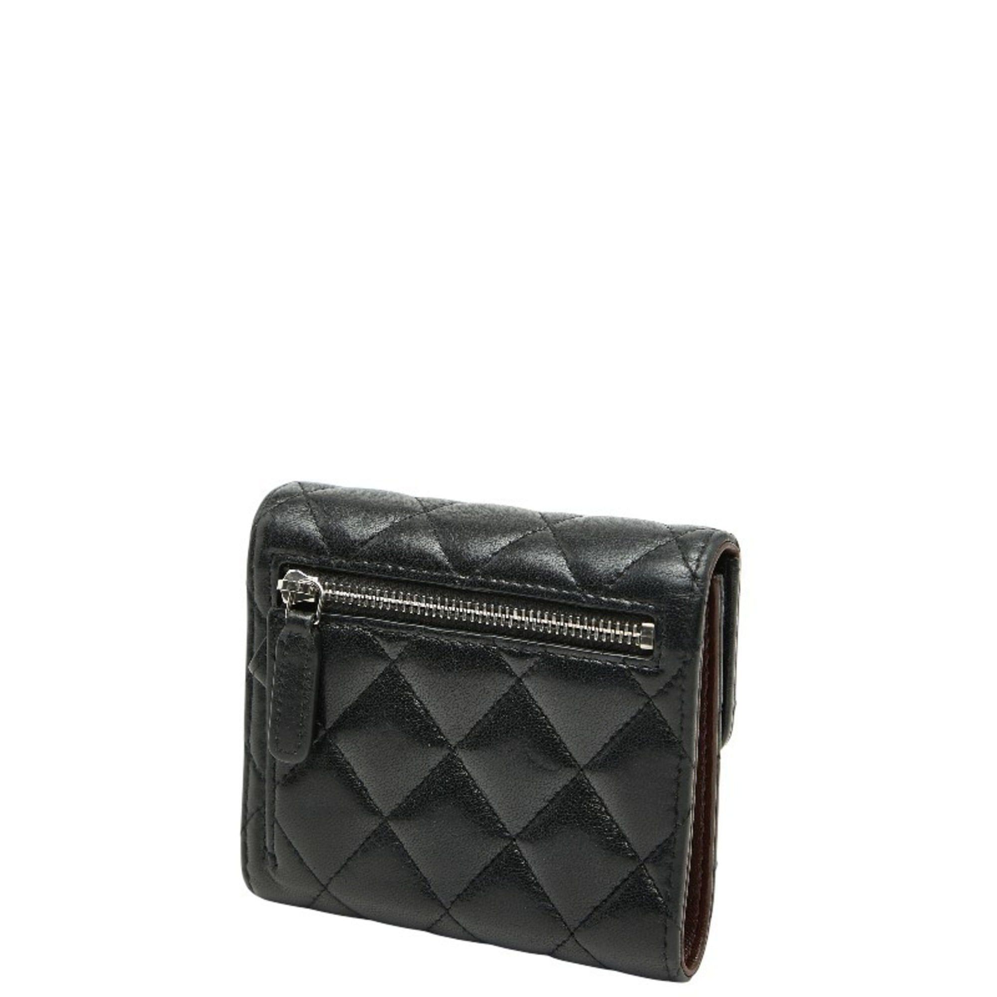 Chanel CHANEL Coco Mark Matelasse Tri-fold Wallet in Black Lambskin for Women Size ONE SIZE - 2 Thumbnail